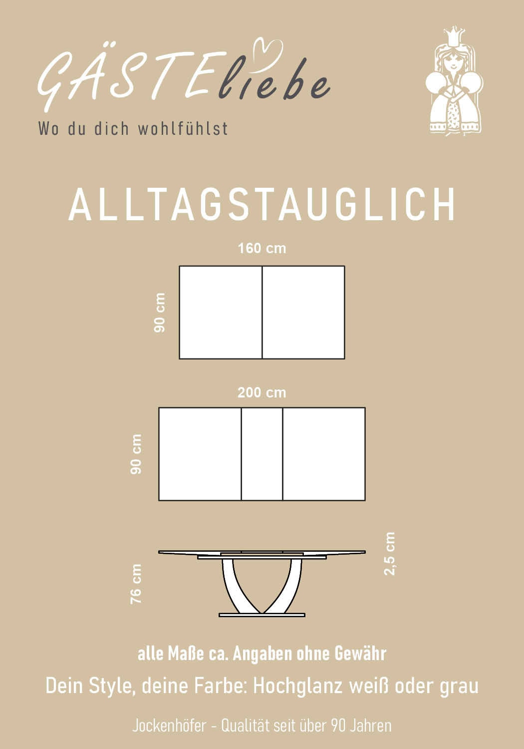 Jockenhöfer Gruppe Esstisch »Ulm« Hochglanz, mit Synchronauszug, Breite 160-200 cm