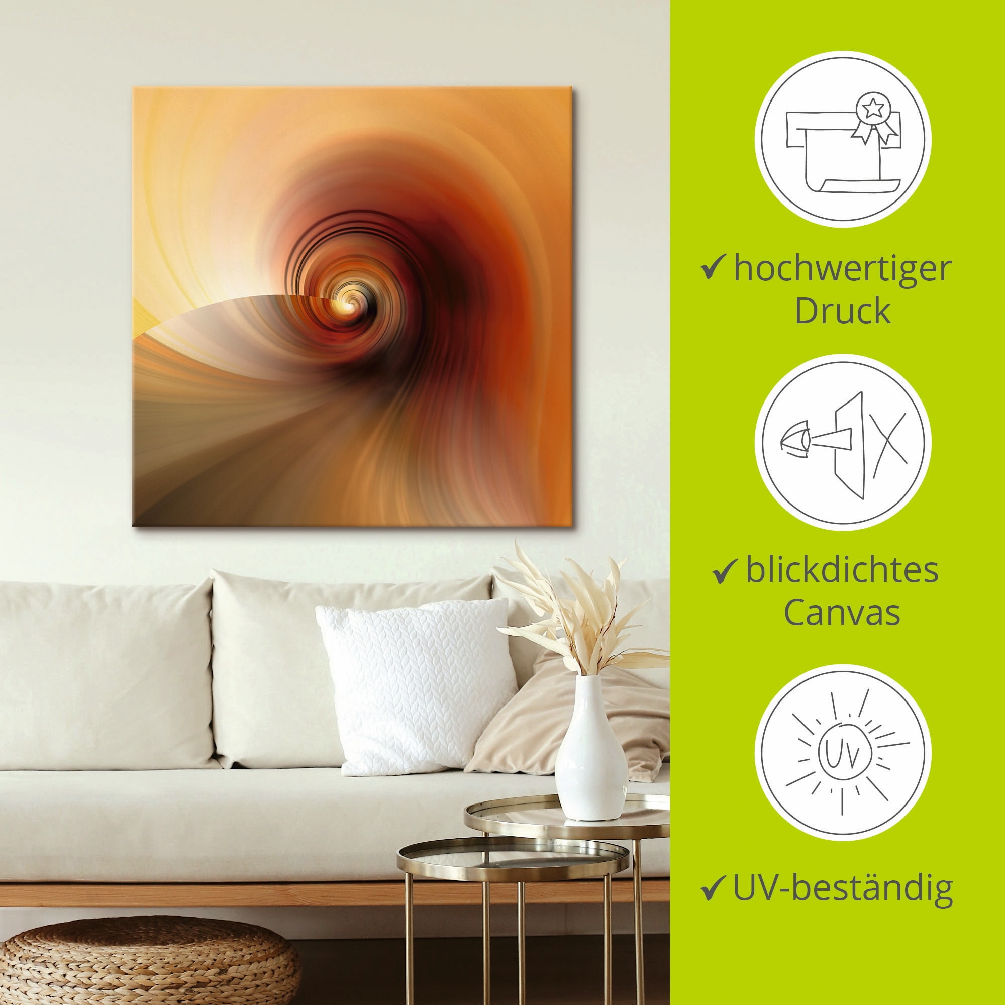 Artland Leinwandbild »Abstraktes in Creme«, Muster, (1 St.), auf Keilrahmen gespannt