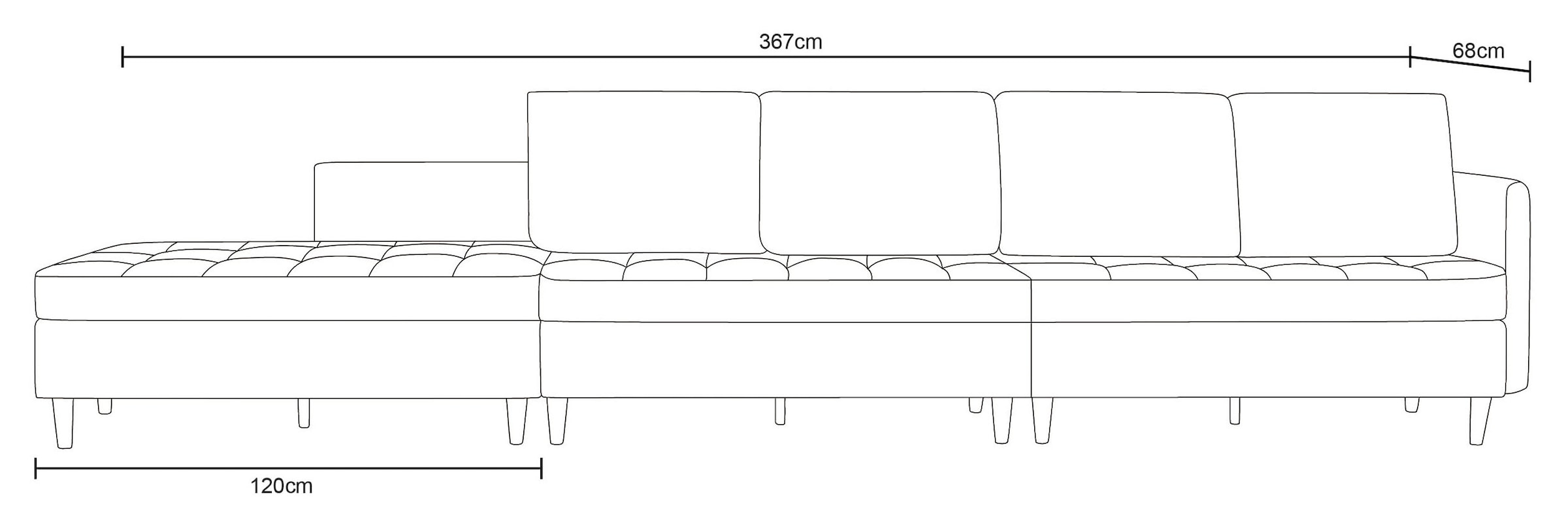 Dorel Home Wohnlandschaft »LINDHUS, Cord, Modulsofa, verschiedene Stellvarianten« Breite als U-Form (254cm) mit Verbindern fixierbar, Recamiere,Stauraum