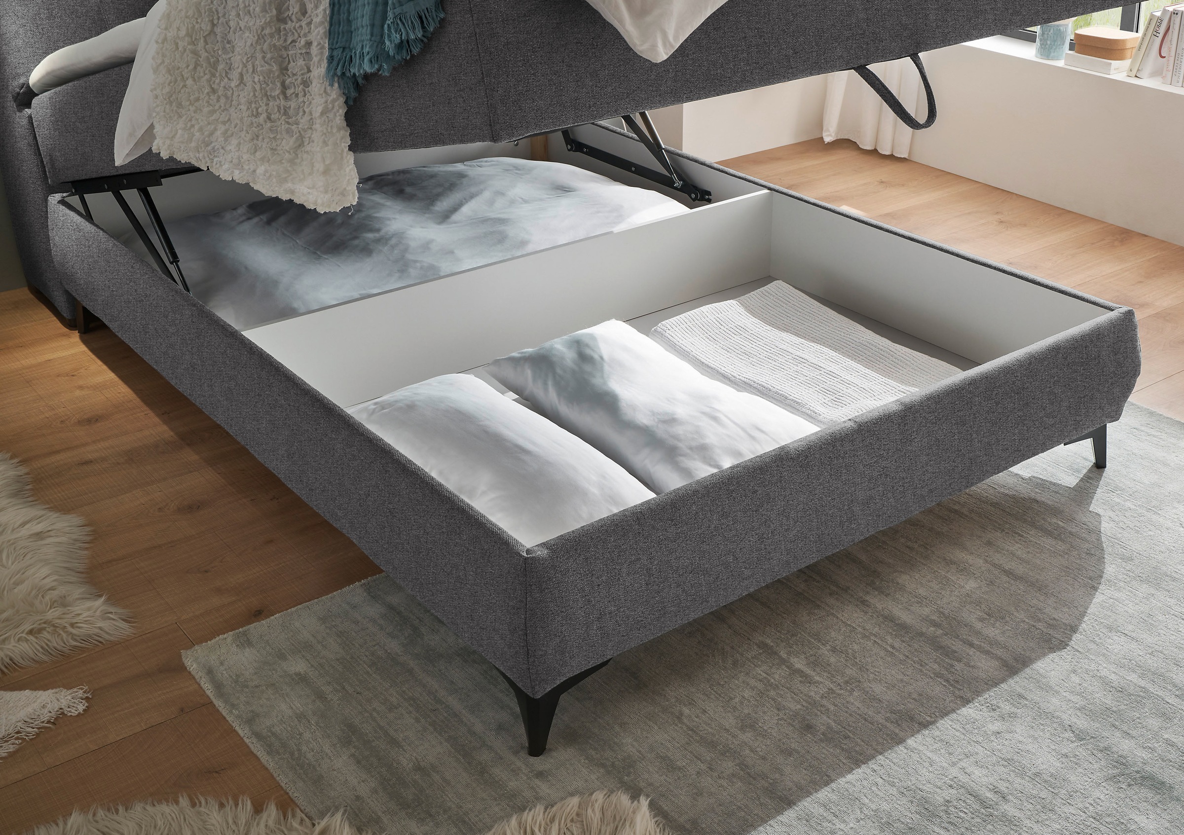 ED EXCITING DESIGN Boxbett »Atlantis«, mit Bettkasten und Stauraum im Kopfteil