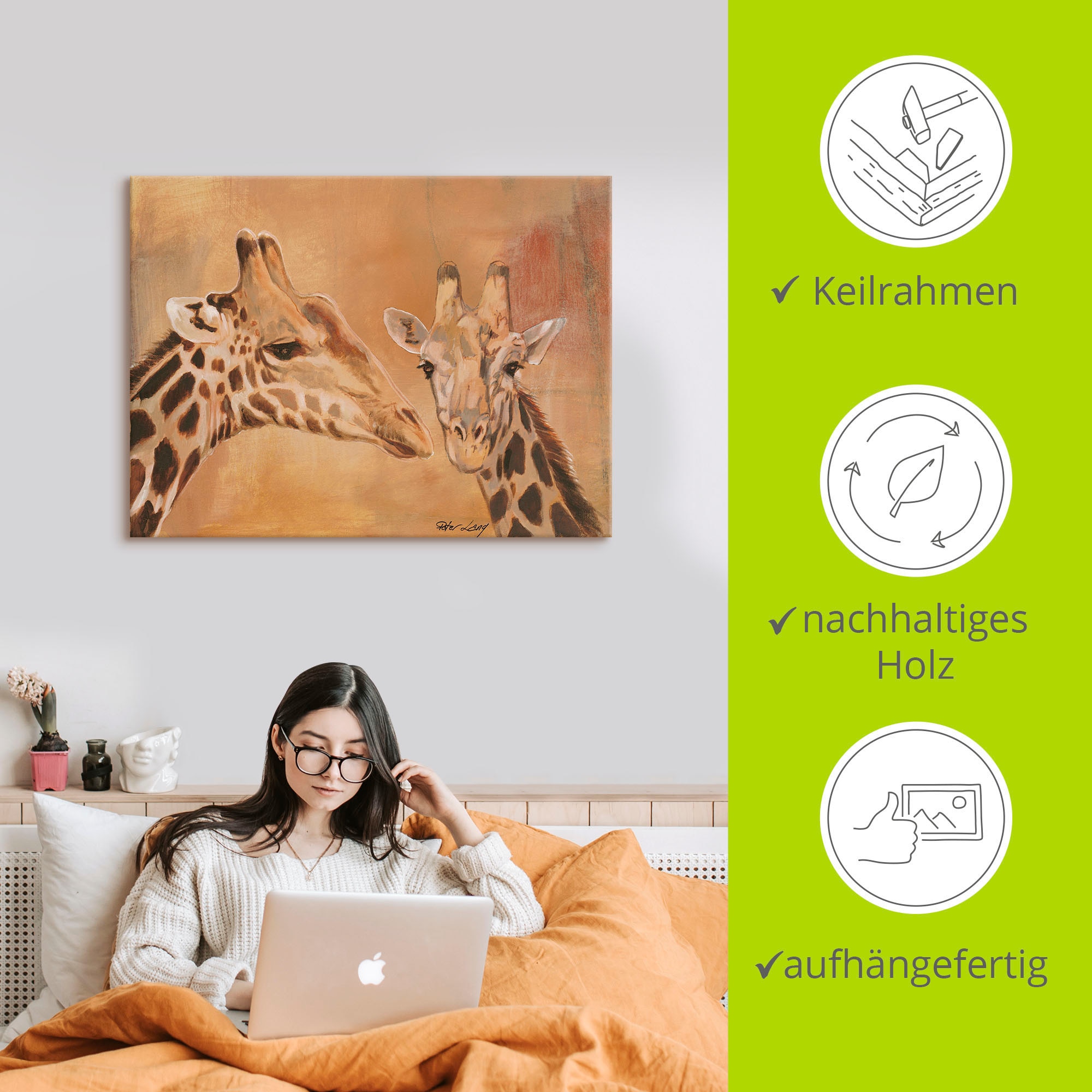 Artland Wandbild »Giraffen«, Wildtiere, (1 St.), als Alubild, Outdoorbild, Leinwandbild, Poster in verschied. Größen