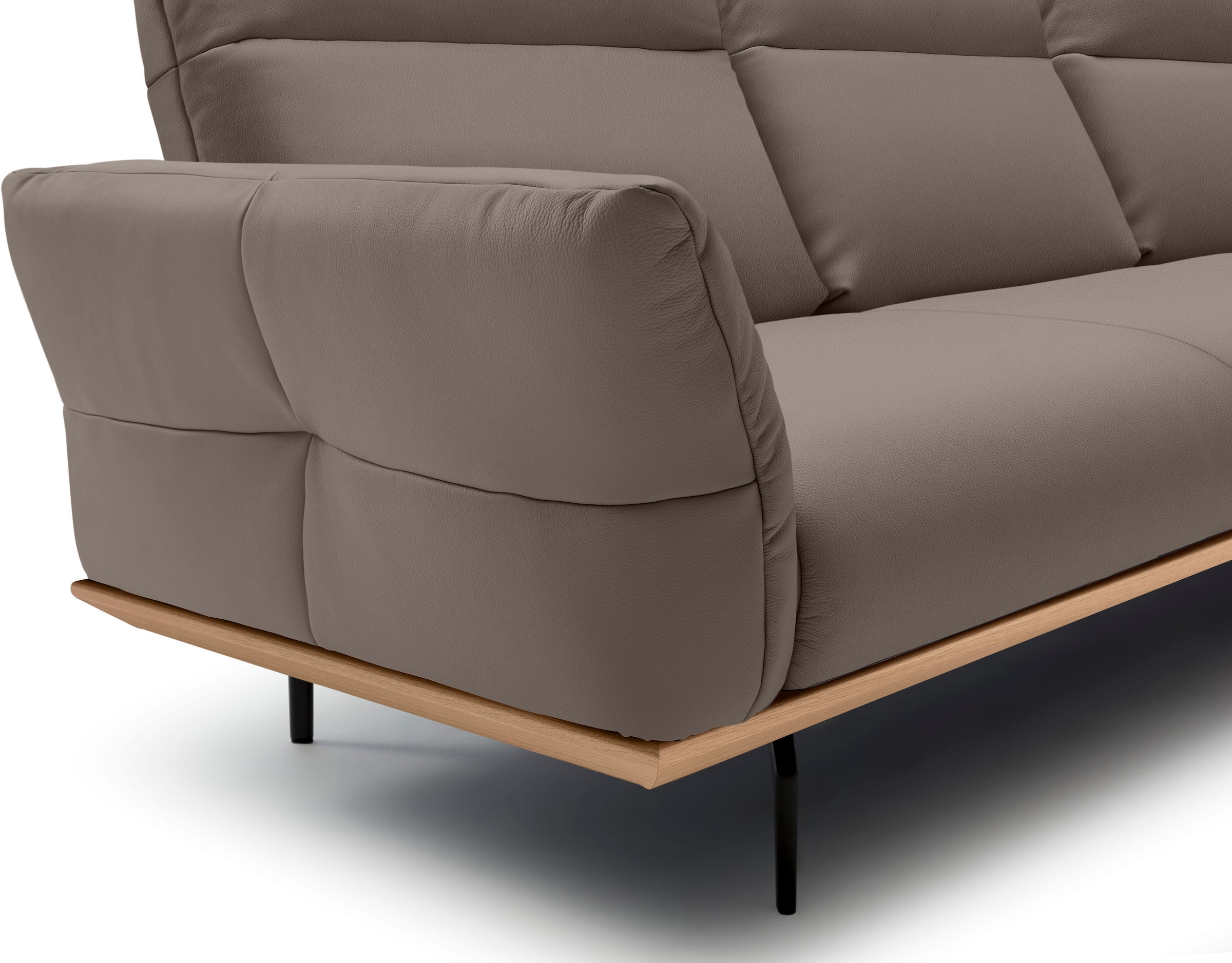 Creation BY ROLF BENZ Ecksofa »CR.460«, Sockel in Eiche, Winkelfüße in Umbragrau, Breite 318 cm