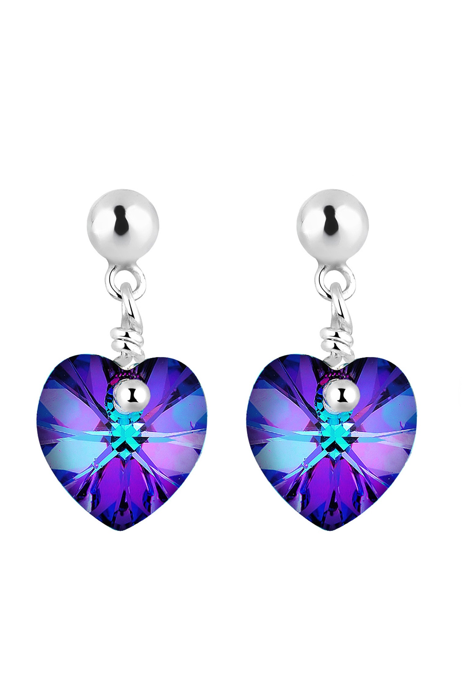 Elli Paar Ohrhänger »Ohrringe Blue Hearts Crystals 925 Sterling Silver«
