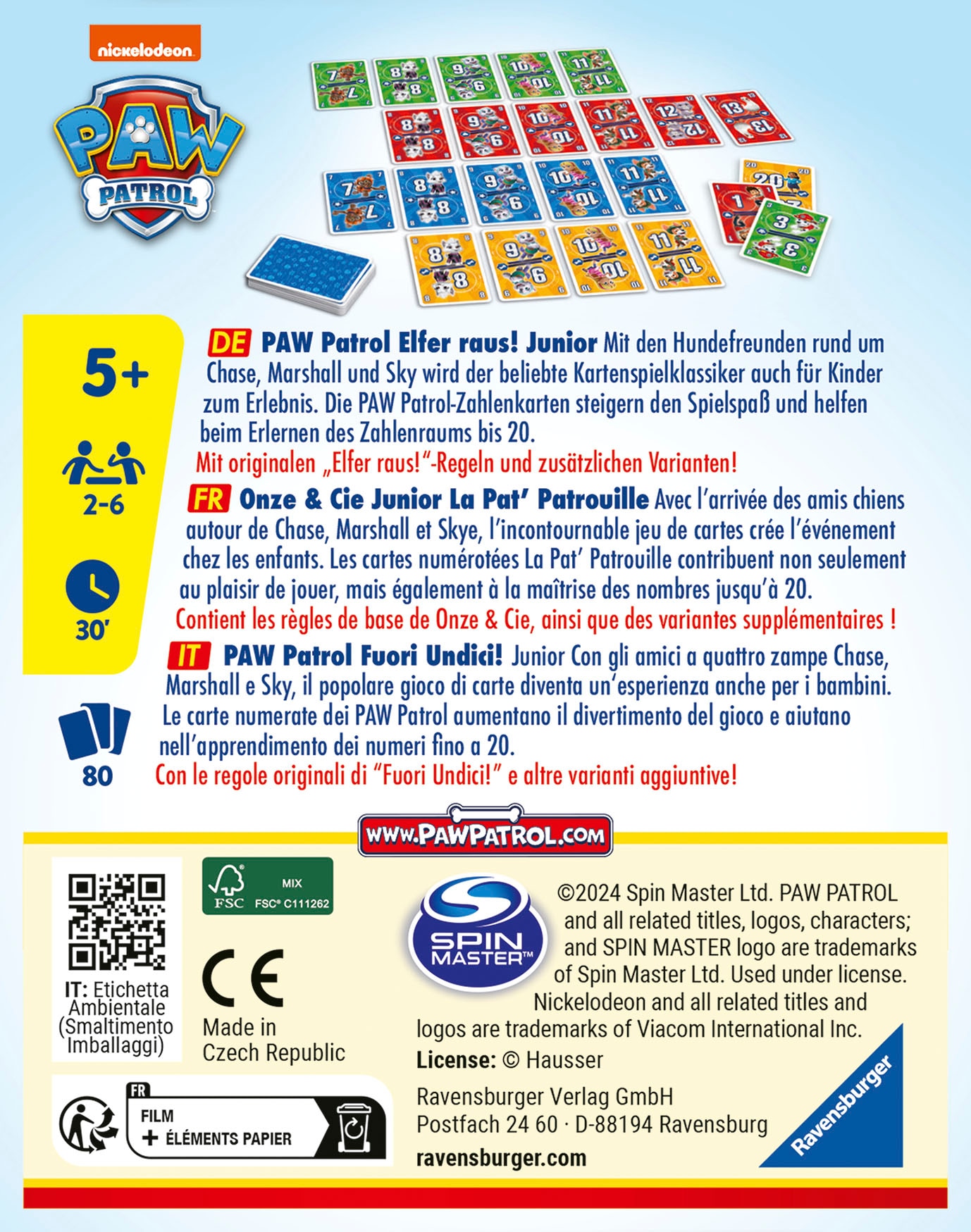 Ravensburger Spiel »PAW Patrol Elfer raus! Junior«, Made in Europe