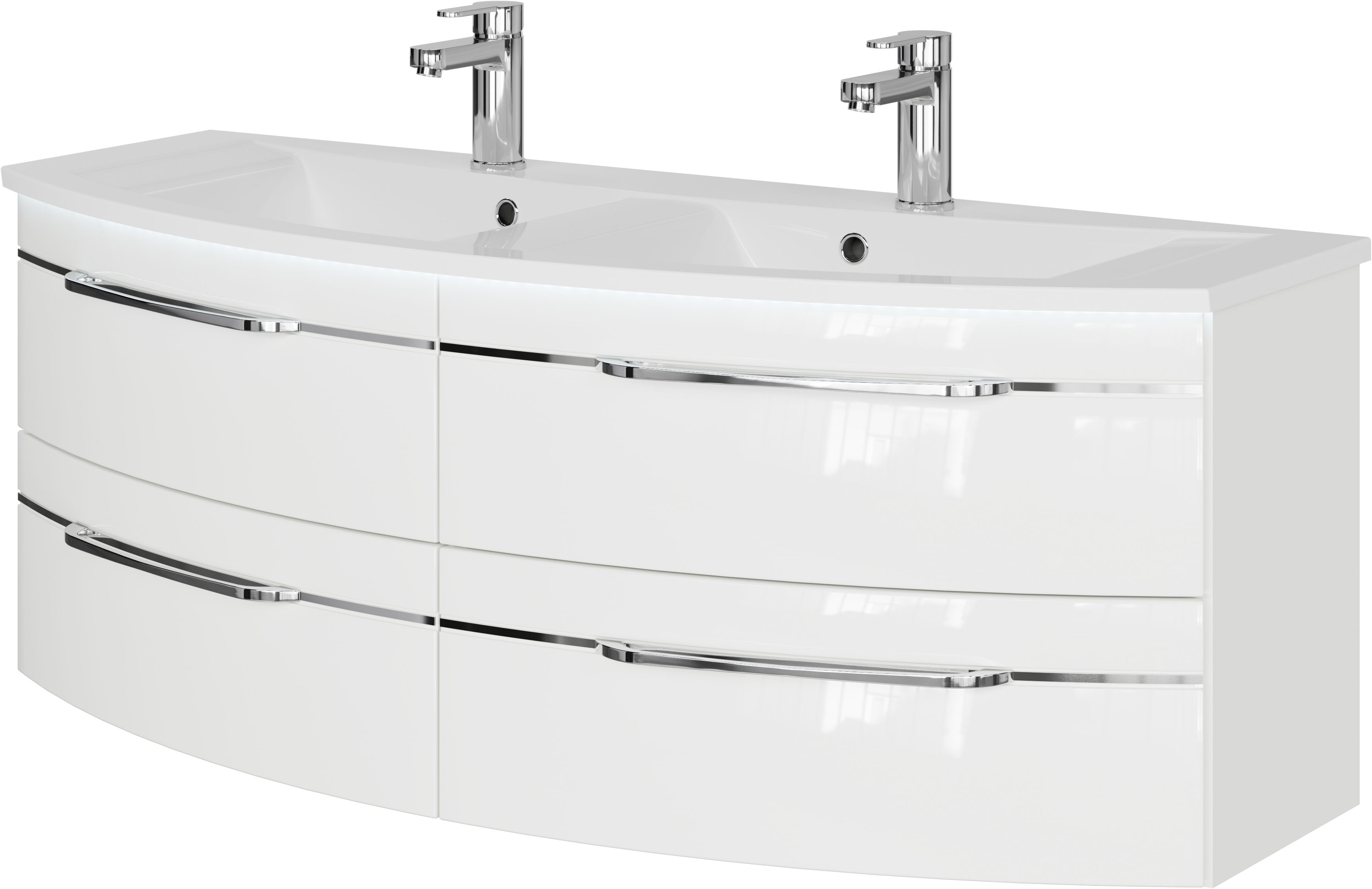 Saphir Waschtisch »Serie 7045 Mineralmarmor-Waschtisch und Unterschrank in weiß, Größe B/H/T: 131 cm x 50,2 cm x 51,8 cm