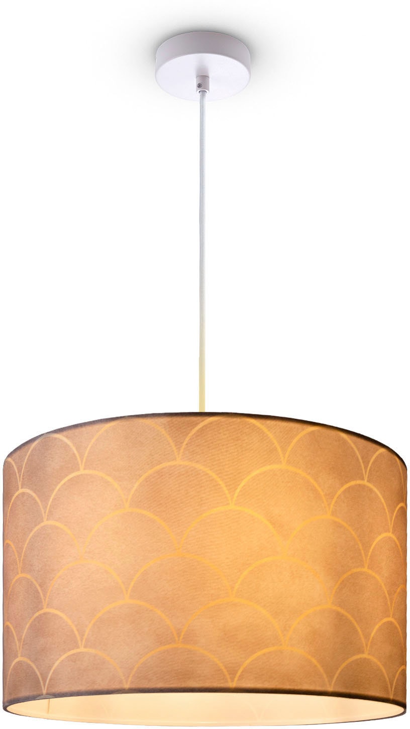 Paco Home Pendelleuchte »Hugo Pillar«, Leuchtmittel E27 | ohne Leuchtmittel, Pendelleuchte Esstisch Lampe Wohnzimmer Stoffschirm Vintage Modern