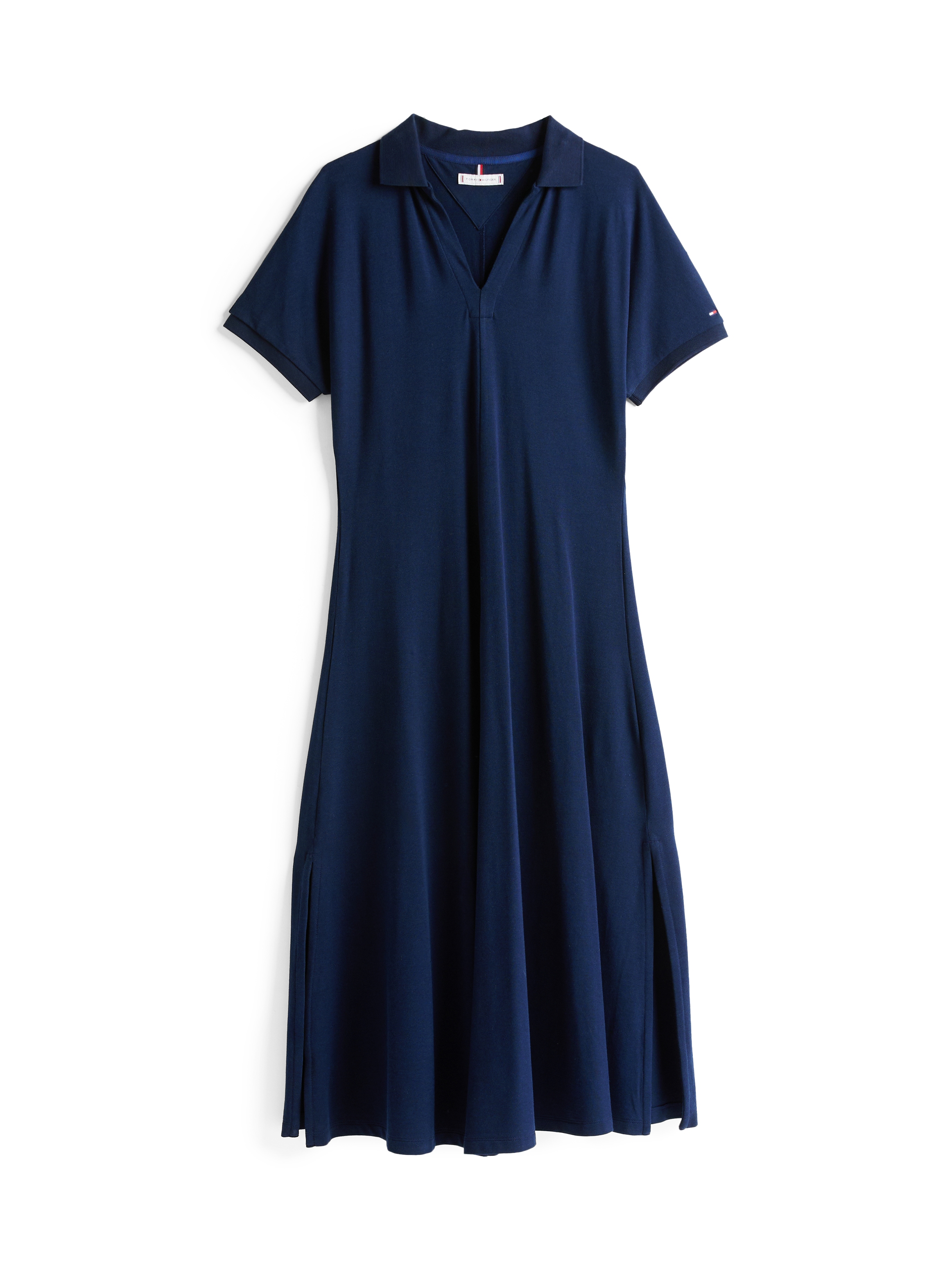 Tommy Hilfiger Polokleid »LYOCELL OPEN-NK MIDI DRESS«, in Midi-Länge, mit angeschnittenen Ärmeln