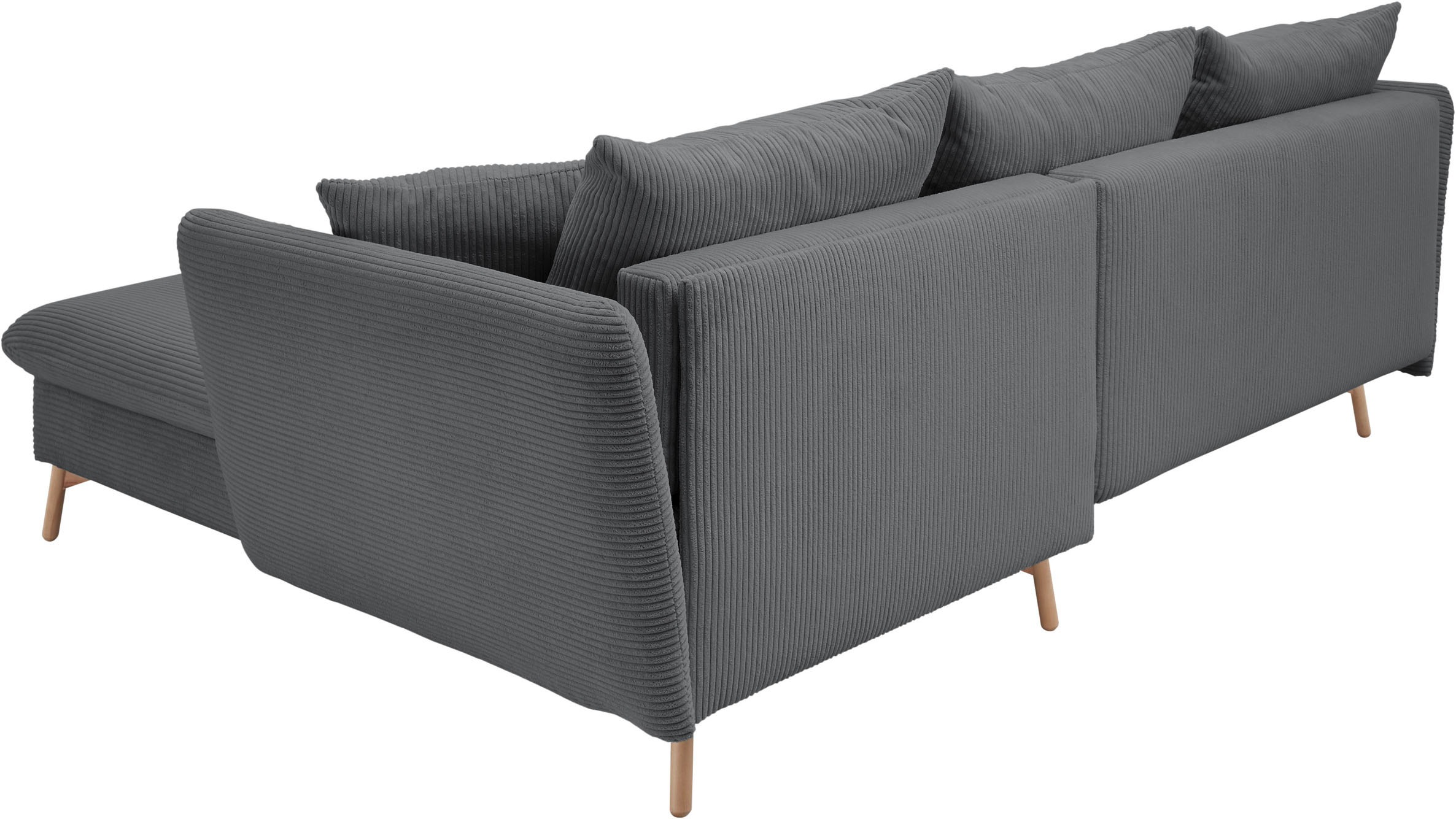 andas Ecksofa »MERLE, 258 cm, L-Form, traumhafter Cord,«, mit Bettfunktion und Bettkasten, Liegefläche 224 x 139