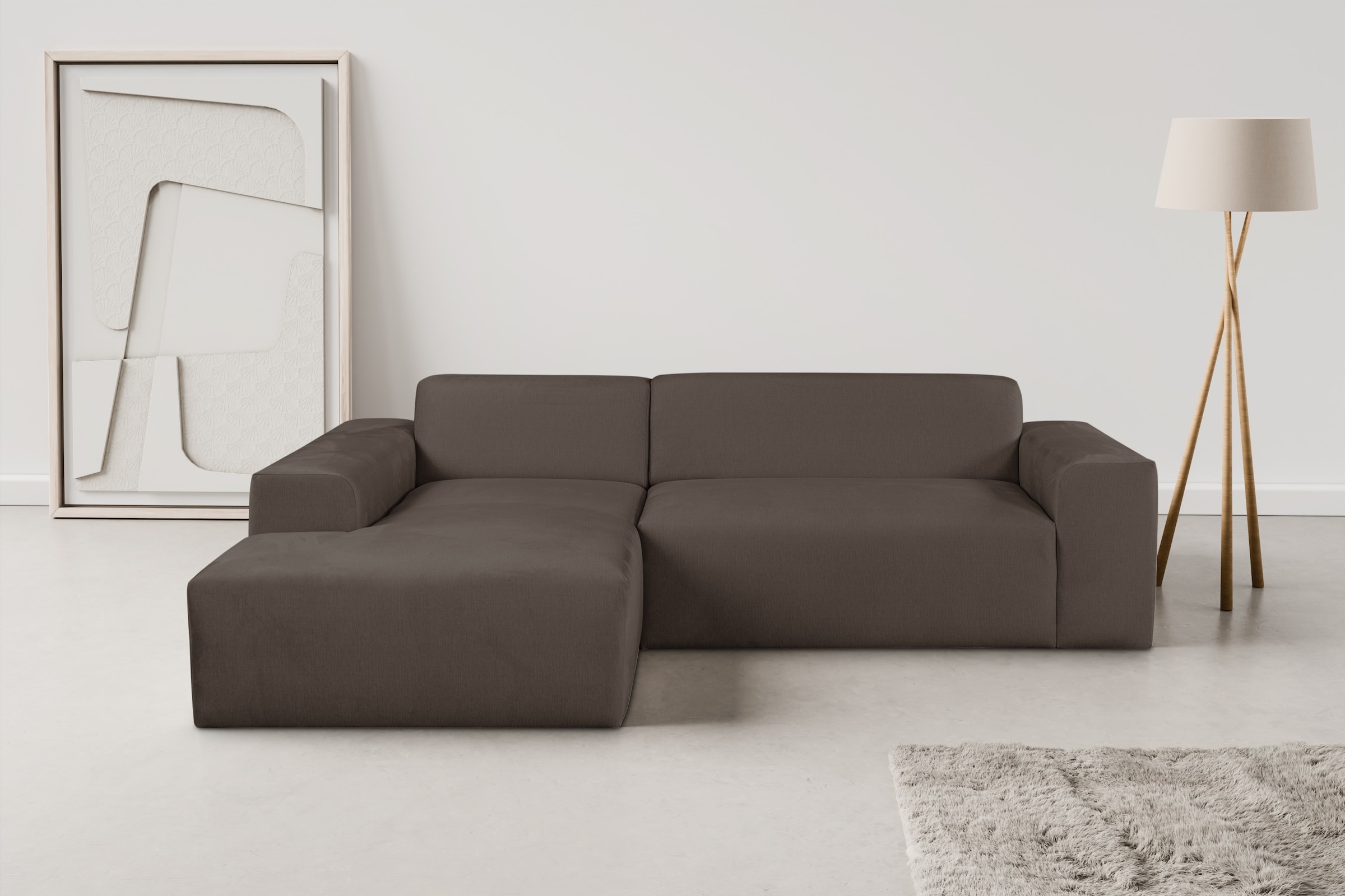 WERK2 Ecksofa »Zeus-L modern und zeitlos, Breite 253cm, bequemes Sofa«, Curvy Trend Ecksofa mit urbaner Optik