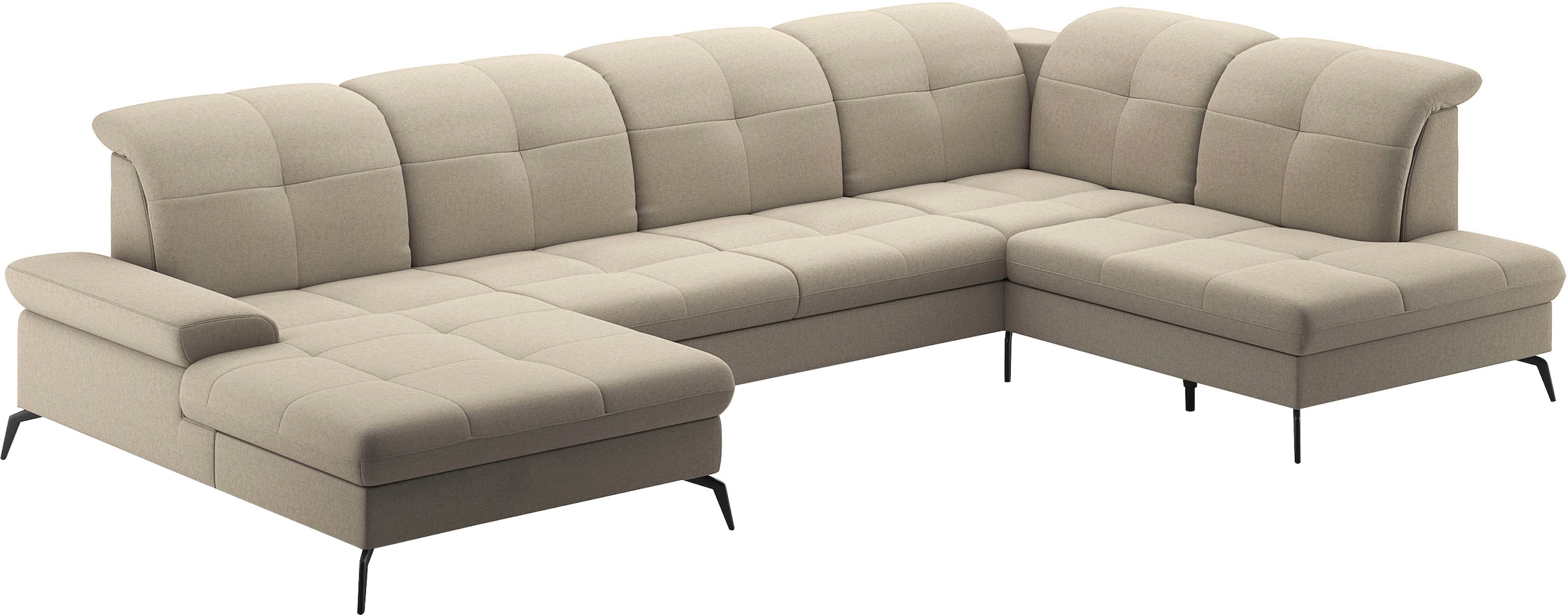 sit&more Wohnlandschaft »Amica, U-Form, inkl. Sitztiefenverstellung und Armteilverstellung«, wahlweise mit Kopfteilverstellung, Bettfunktion und Bettkasten
