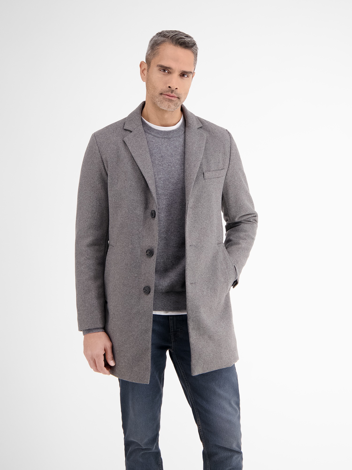 LERROS Langjacke »LERROS Eleganter Mantel mit Reverskragen und Wollanteil«, ohne Kapuze, Keine Angabe