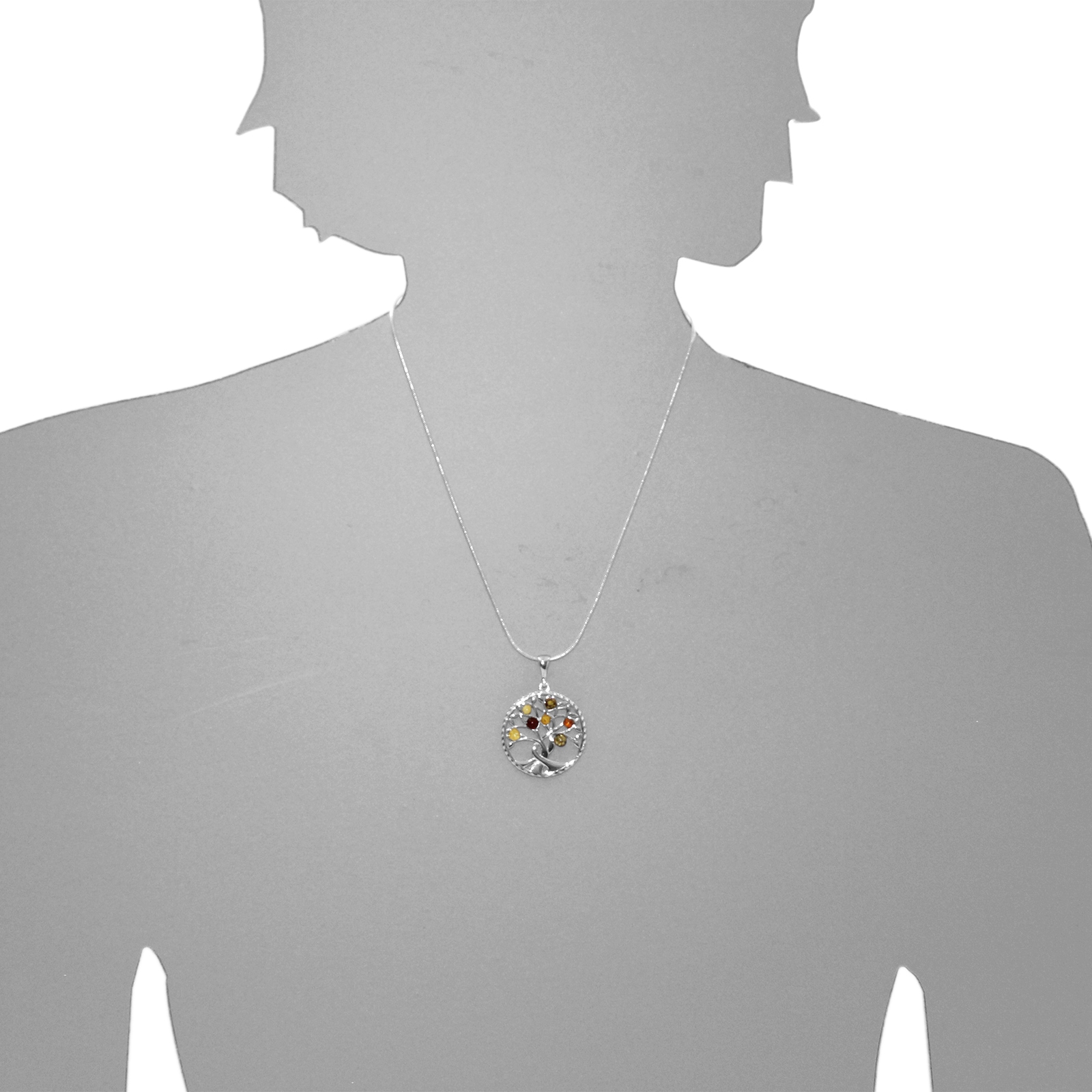 OSTSEE-SCHMUCK Kette mit Anhänger »- Lebensbaum 30 mm - Silber 925/000 - Bernstein«