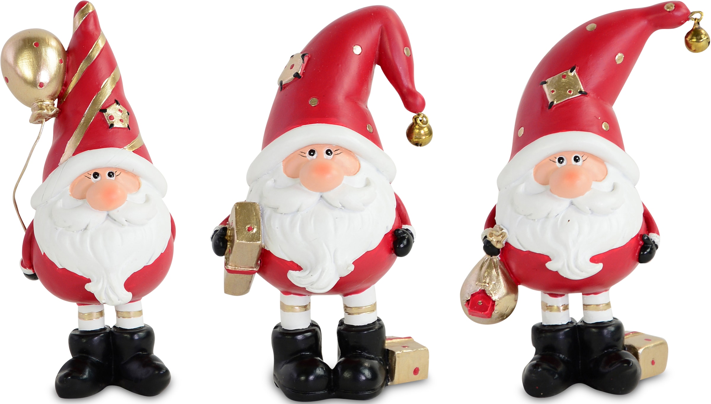 Weihnachtsmann »Wichtel, Weihnachtsdeko rot«, Deko-Figur, 3 Motive, aus Polyresin,...