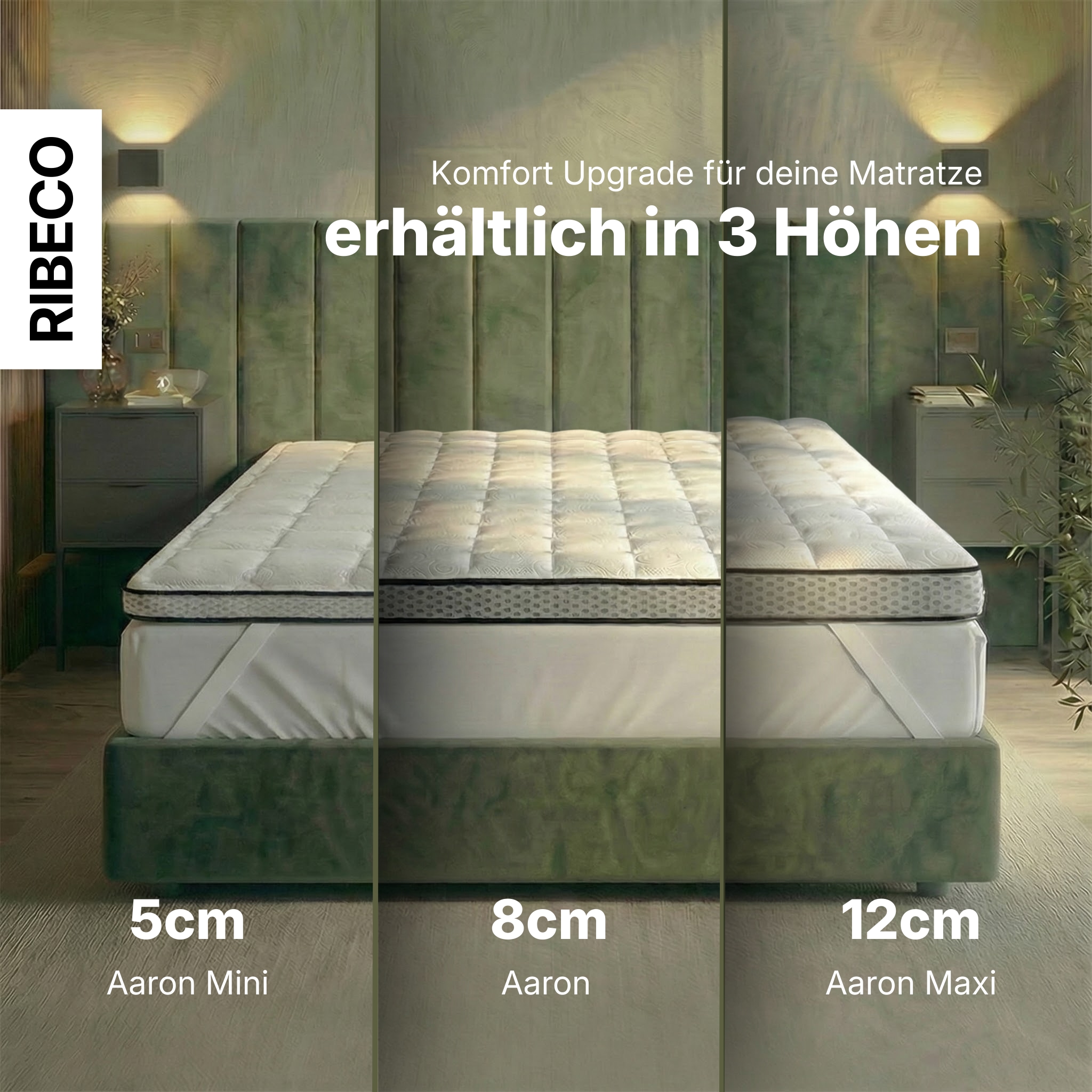 RIBECO Topper »Aaron, Topper 90x200 cm,180x200 cm« Matratze, Boxspringbett geeignet, ergonomisch, Made in EU