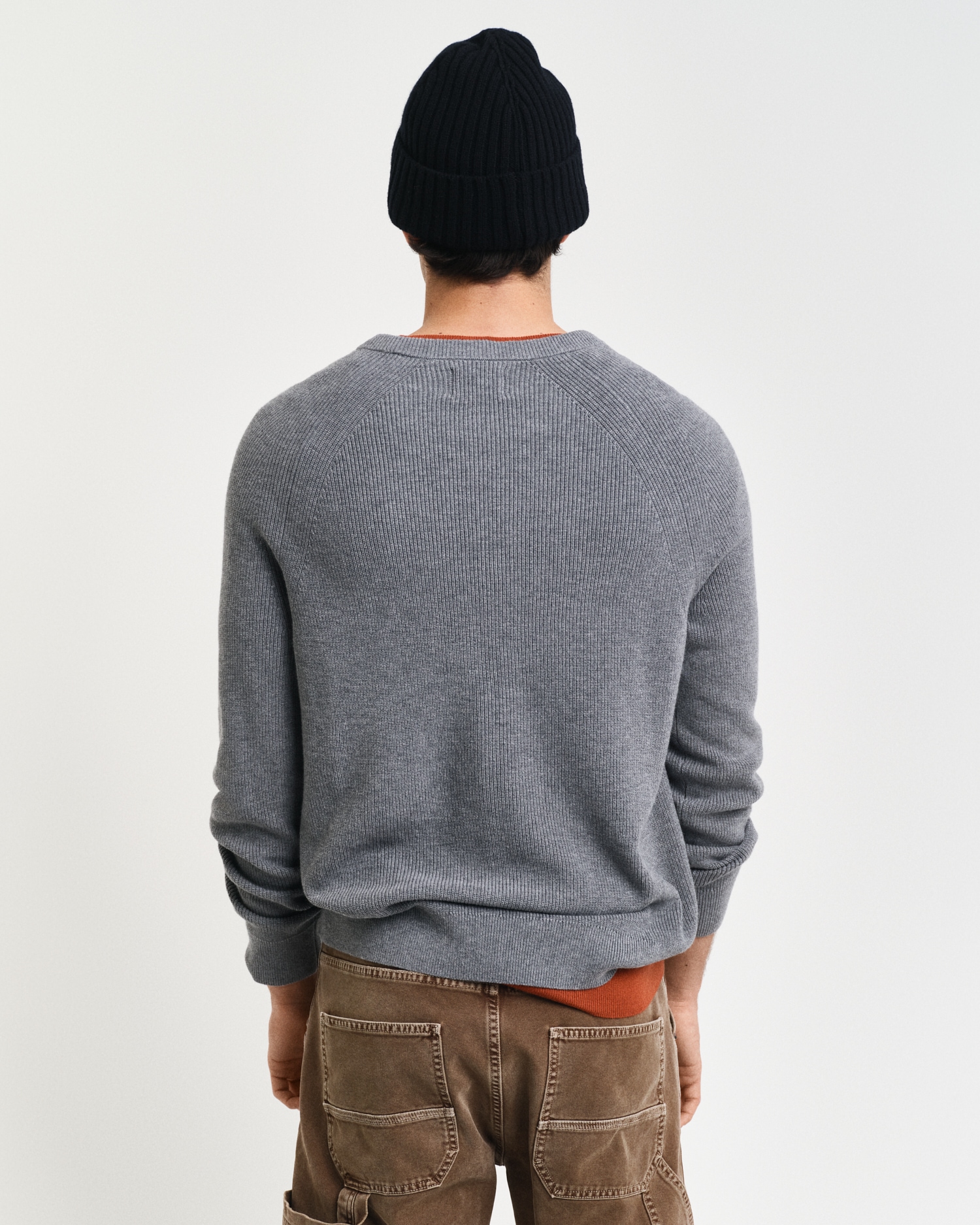 Gant Rundhalspullover »COTTON WOOL RIB C-NECK«, Rippstrickstruktur