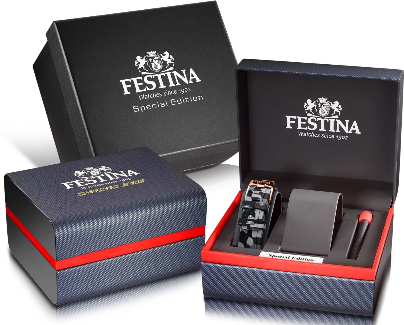 Festina Chronograph »Chrono Bike - Special Edition, F20645/1«, (Set, 3 tlg., Uhr mit Wechselband und Werkzeug), Armbanduhr, Quarzuhr, Herrenuhr, Stoppfunktion, ideal als Geschenk