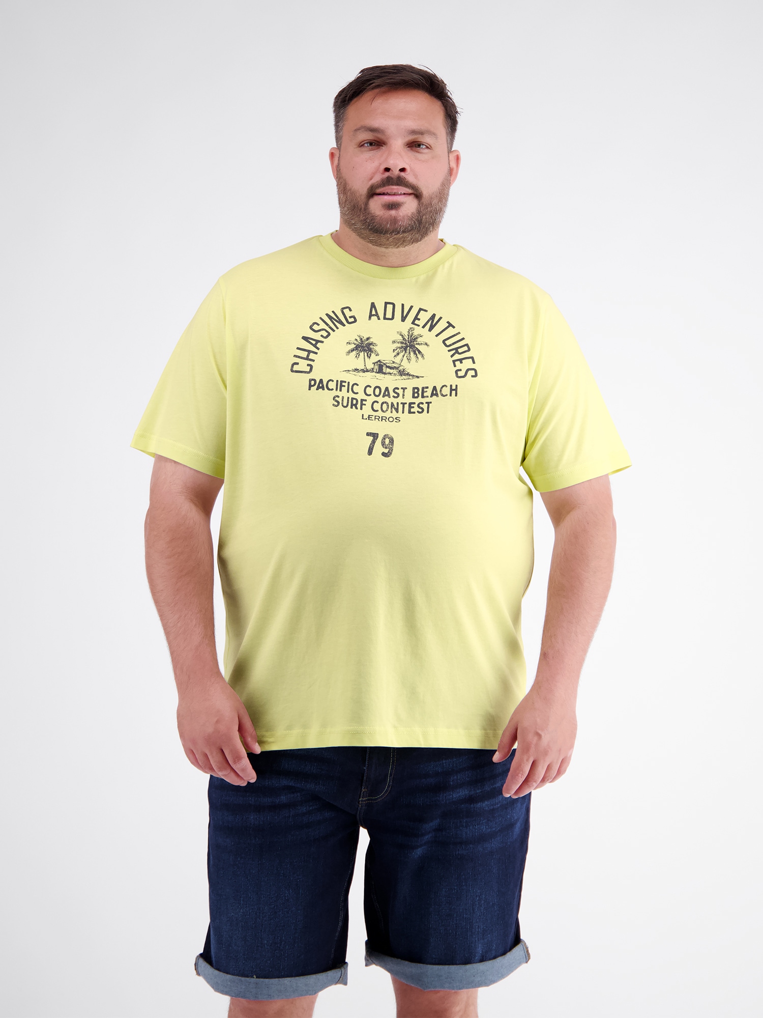 LERROS T-Shirt »Sommerliches T-Shirt aus Baumwolle mit O-Neck, große Größen«