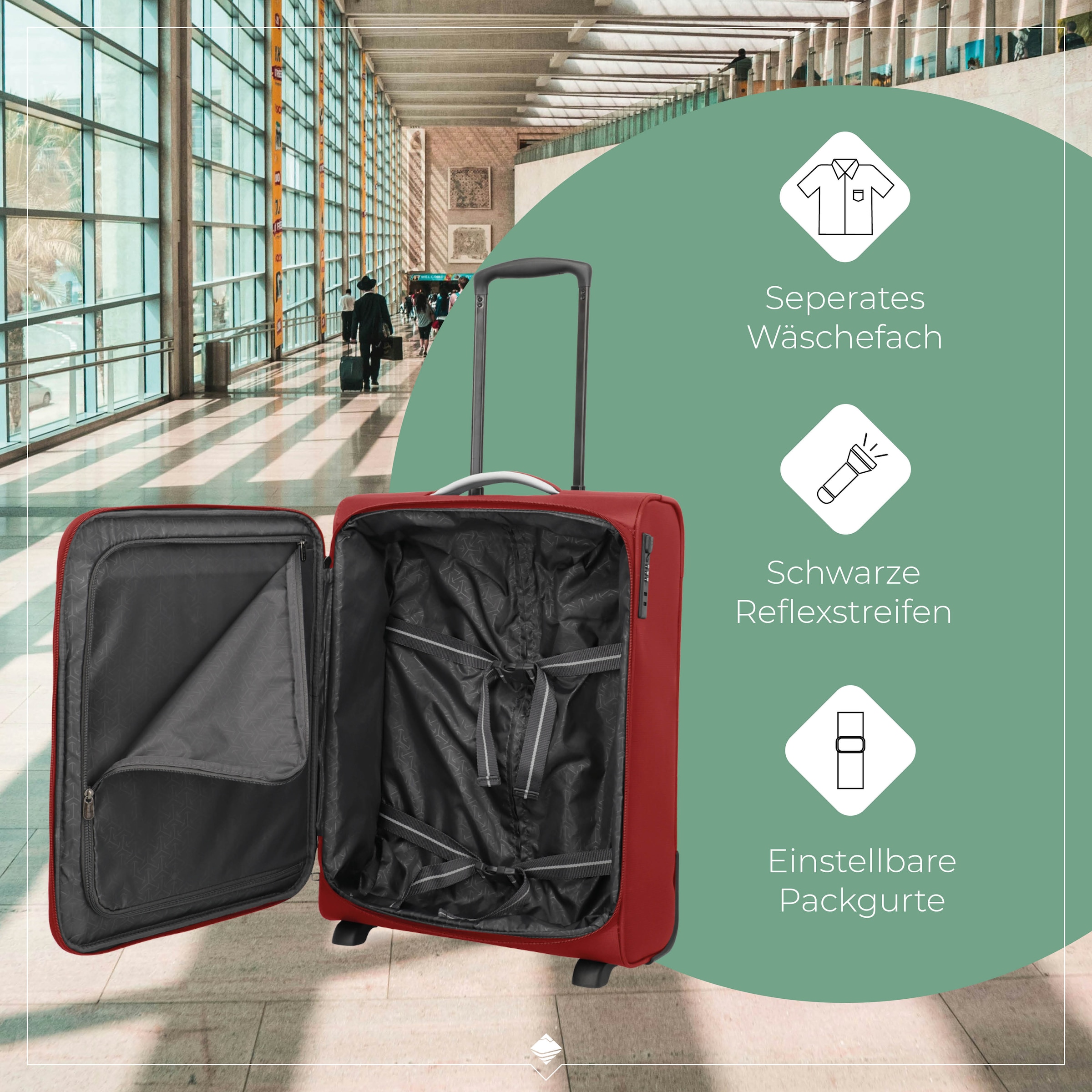 travelite Handgepäck-Trolley »JETPACK Multi 2 Cabin Handgepäck Koffer« 41 l 2 Rollen Weichgepäck, passend für Ryanair, Condor und viele gängige Airlines