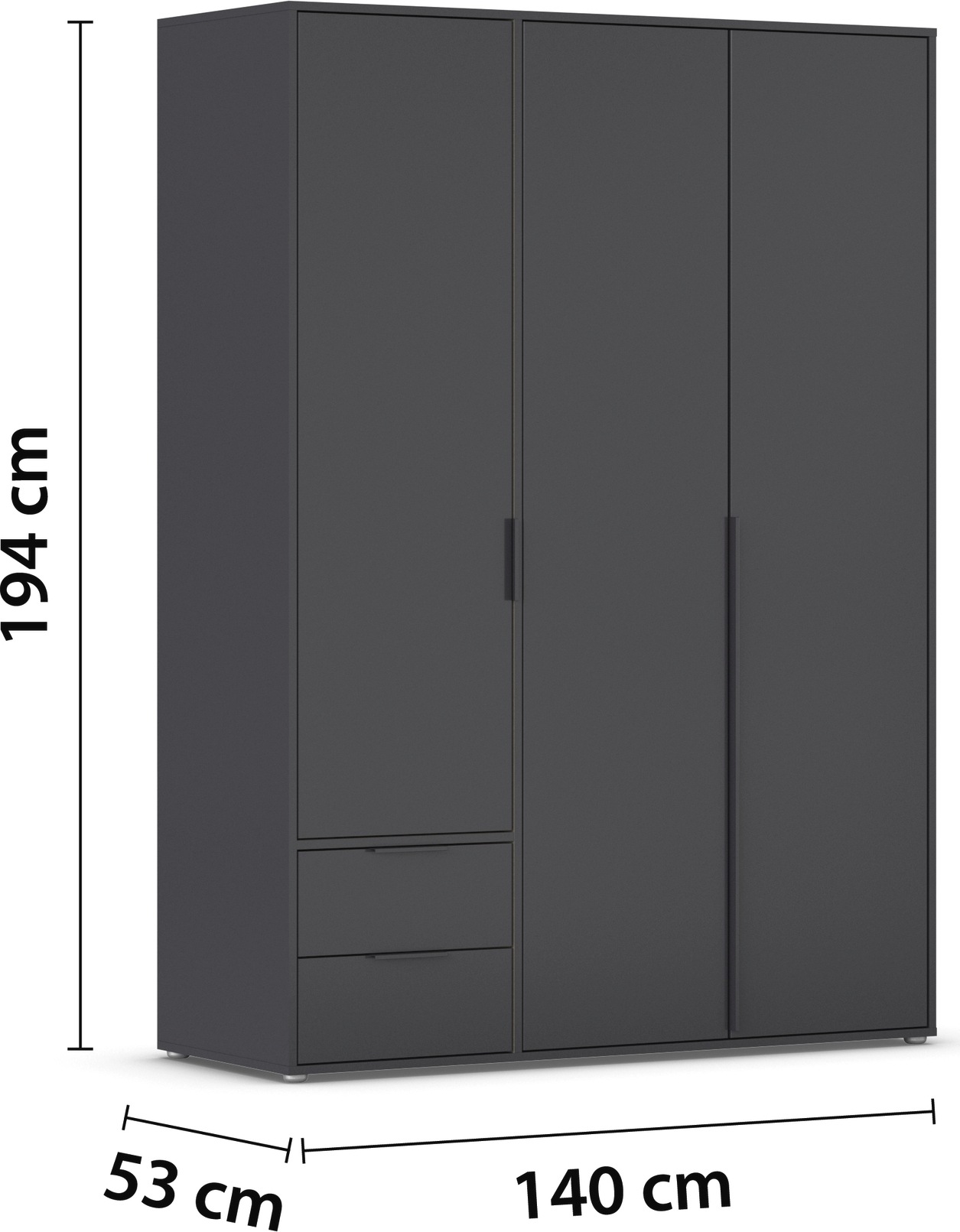 rauch Drehtürenschrank »Kleiderschrank Schrank Garderobe Wäscheschrank NAGATA viel Stauraum« in 3 verschiedenen Ausstattungen BASIC/CLASSIC/PREMIUM,  mit Schubladen sowie Stangengriffen TOPSELLER MADE IN GERMANY