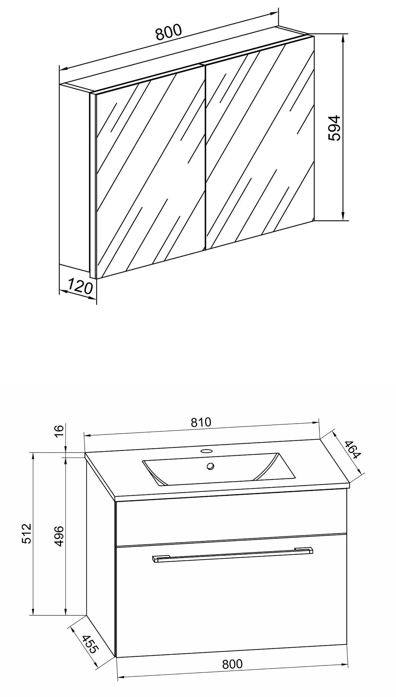 VCM Waschtisch »3-tlg. Waschplatz Waschtisch Badinos Schublade SC« 3 Stk. tlg.