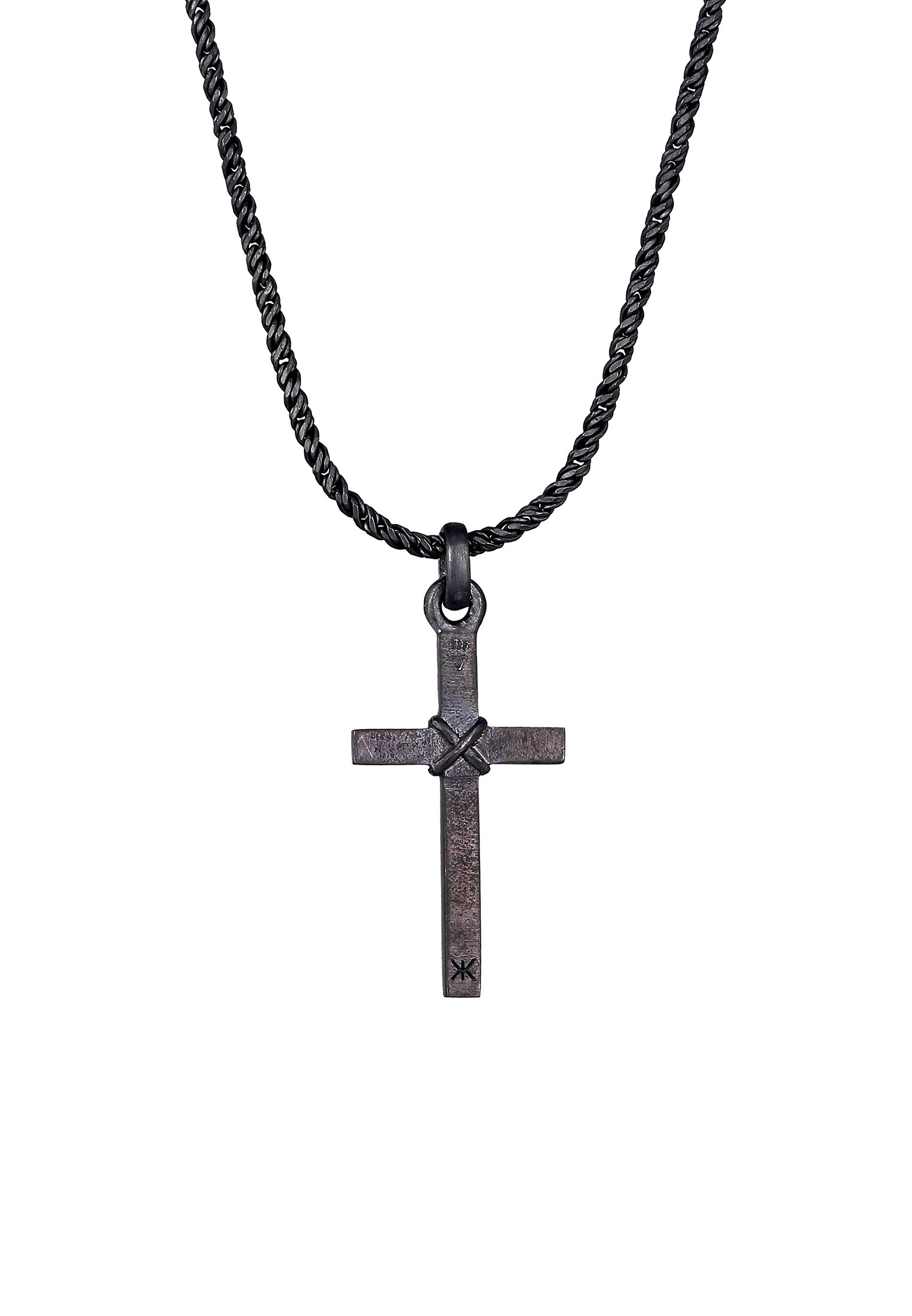 Kuzzoi Kette mit Anhänger »Halskette Herren Kreuz Flach Kordelkette 925 Silber«