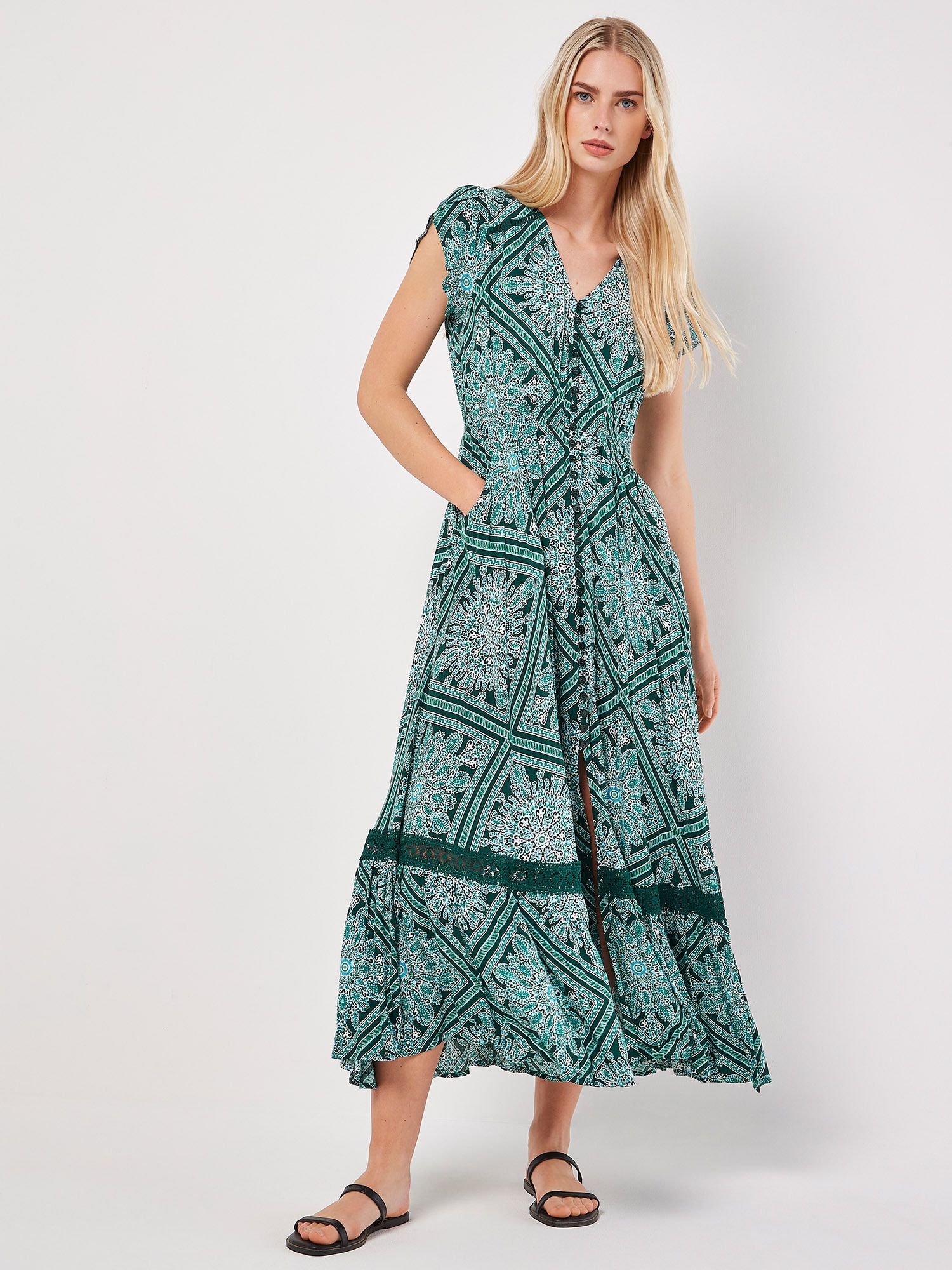 Apricot Maxikleid »Maxikleid« mit bestickter Bordüre