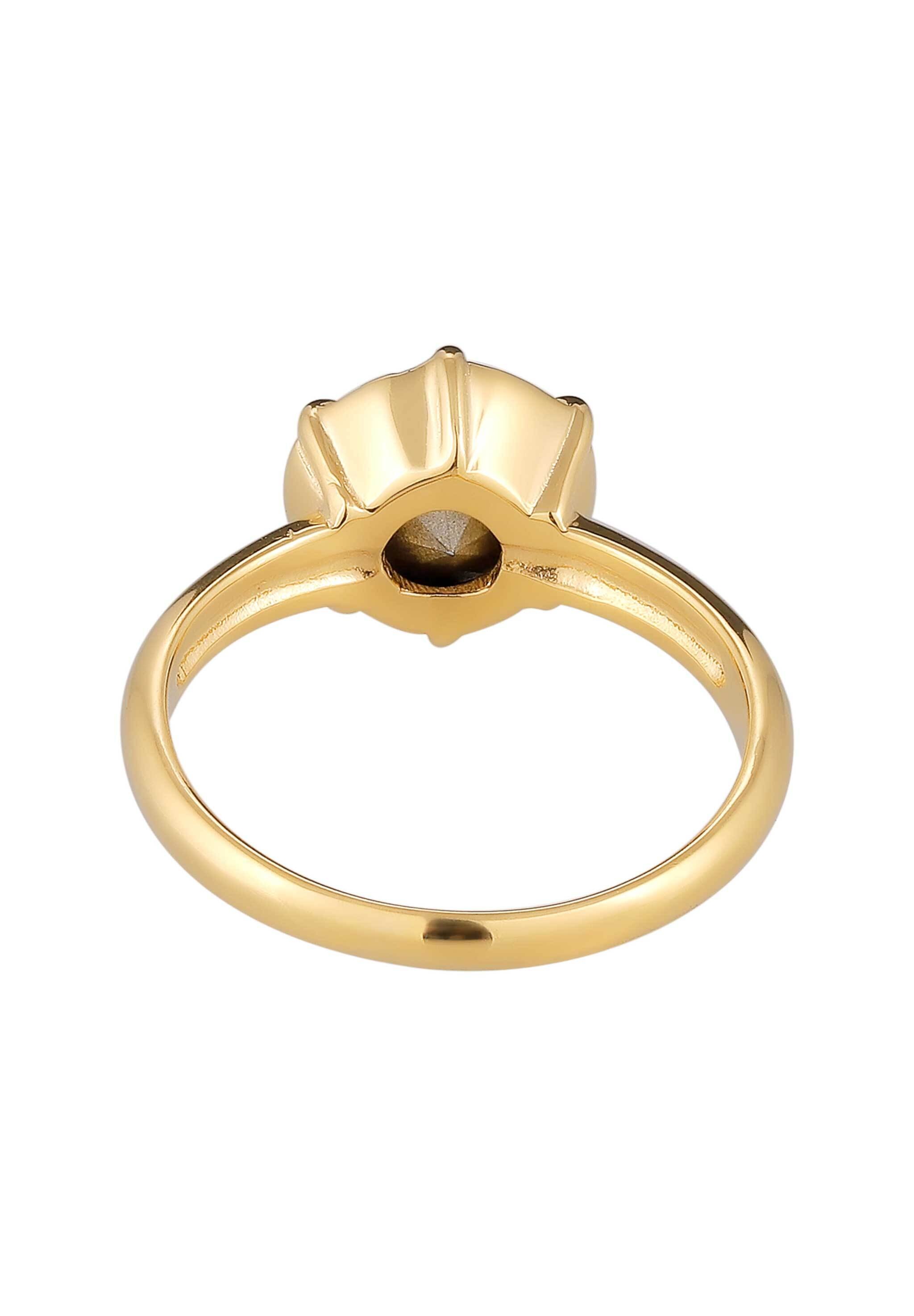 Elli Silberring »Ring Glas Kristalle Blau 925 Sterling Silber vergoldet«