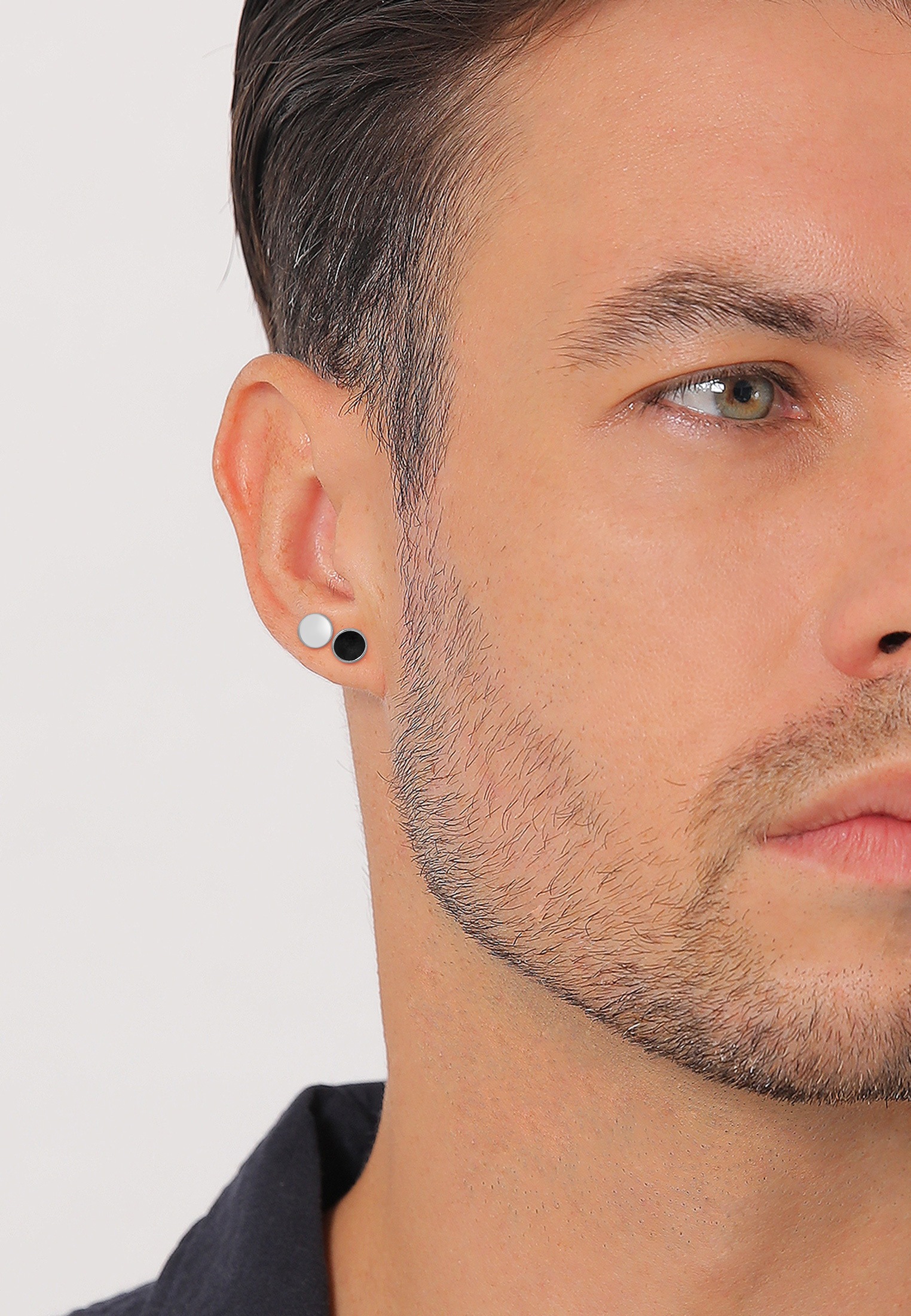 Kuzzoi Paar Ohrstecker »Ohrringe Herren Set Kreis Geo Emaille 925 Silber«