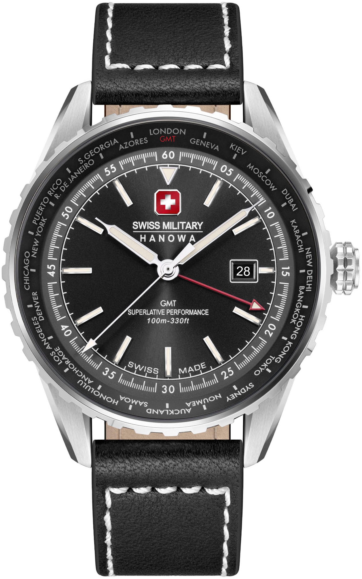Quarzuhr »AFTERBURN GMT«, Armbanduhr, Herrenuhr, Schweizer Uhr, Swiss Made, Datum,...