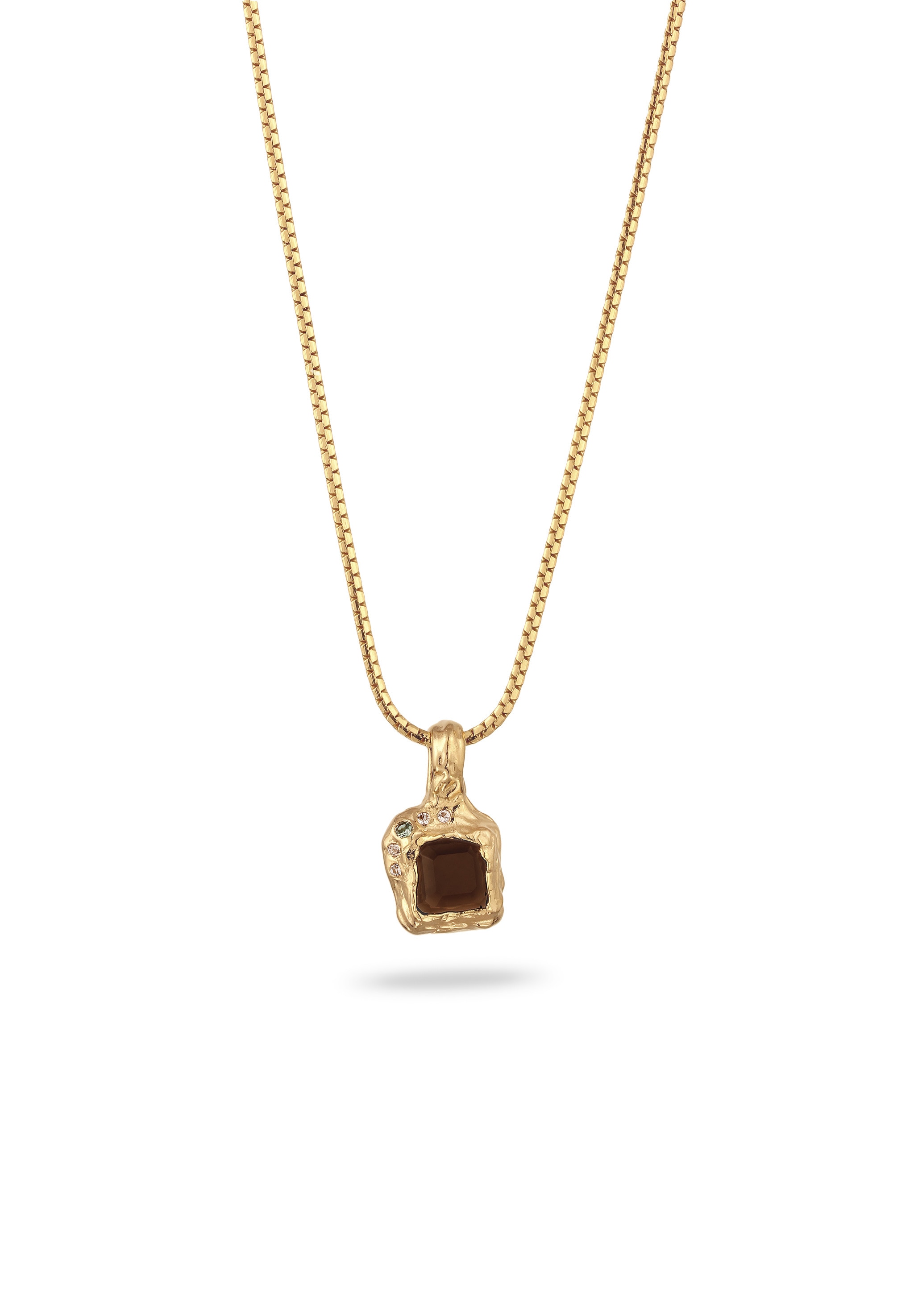 HAZE & GLORY Kette mit Anhänger »Halskette Anhänger Topas Synthetische Turmalin Weiß 925 Sterling Silber Vergoldet«