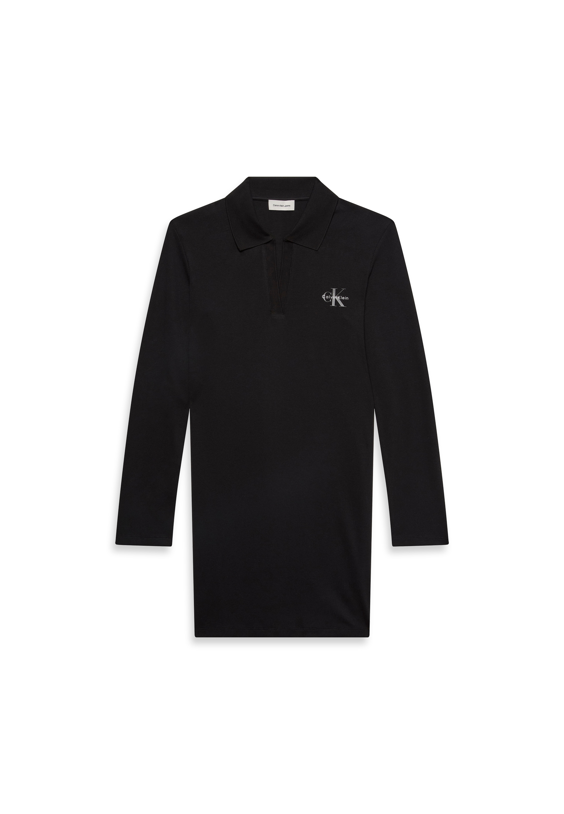 Calvin Klein Jeans Minikleid »LS MONOLOGO RIB POLO MINI DRESS«, Polokragen, V-Ausschnitt, figurbetont