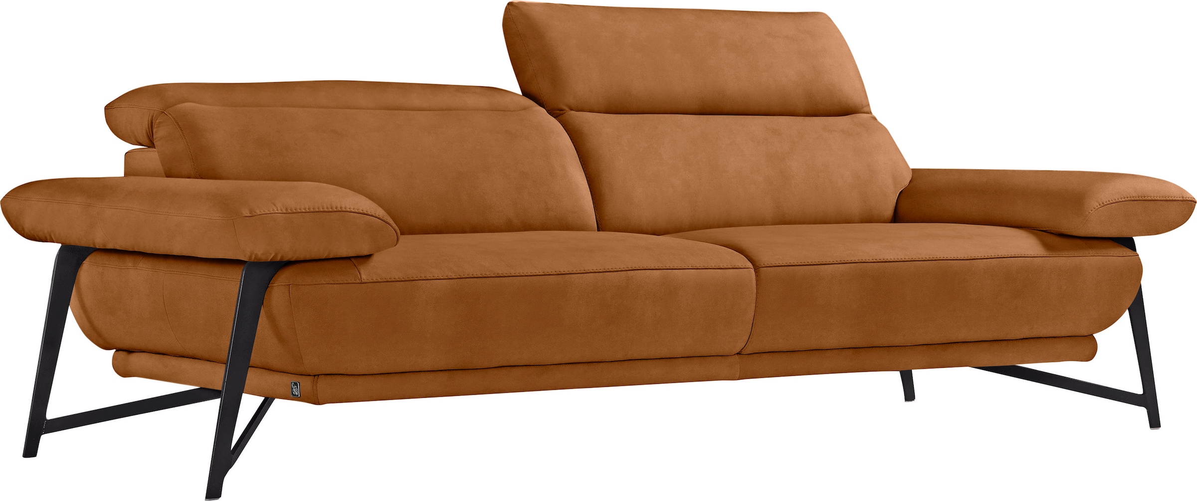 Egoitaliano 2,5-Sitzer »Anais, Designsofa mit erstklassigem Sitzkomfort, Fußfarbe schattengrau« Kopfteil verstellbar, 232 cm, Luxus-Microfaser Lederoptik, brandy