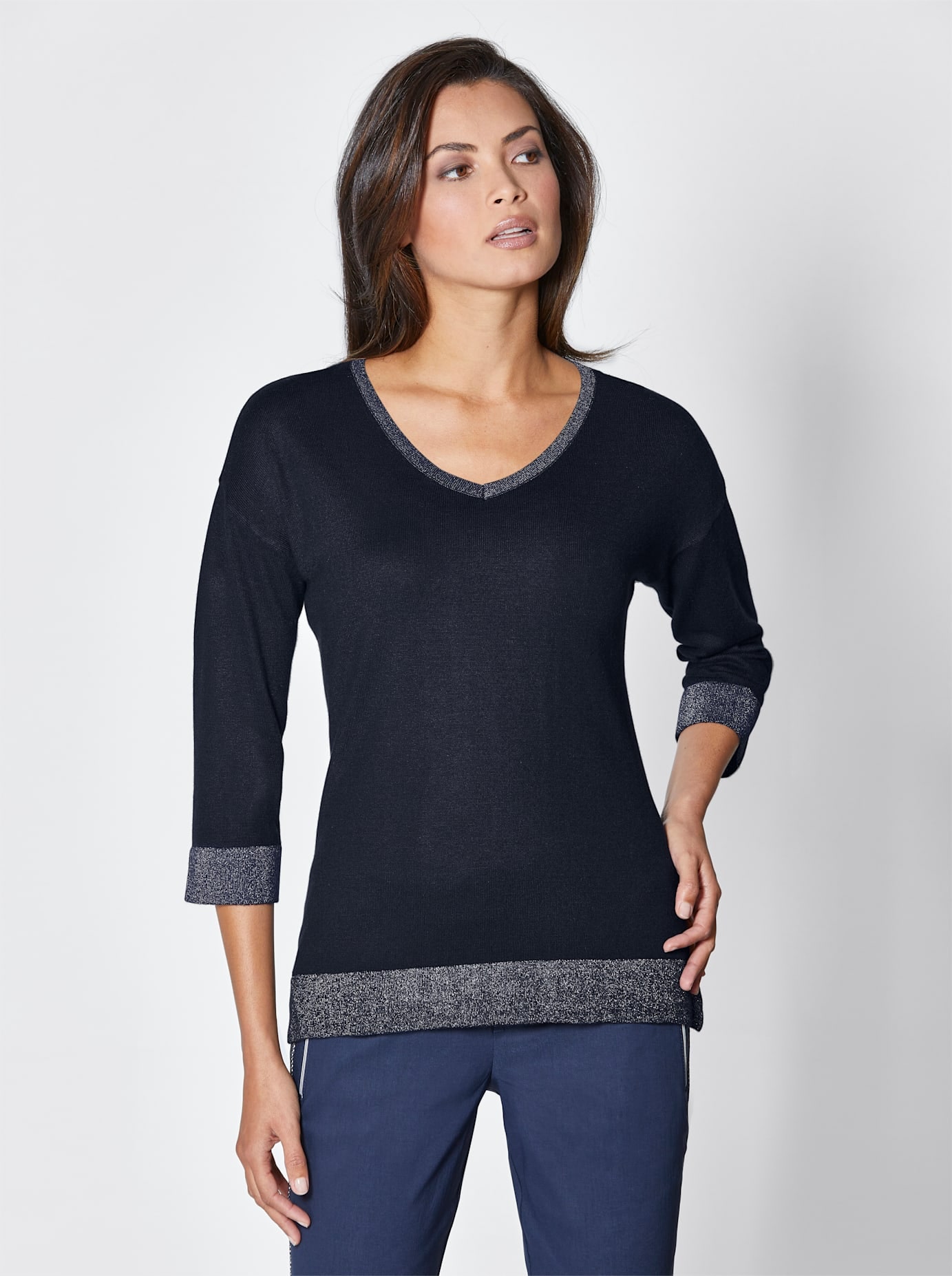 V-Ausschnitt-Pullover »Viskose-Seiden-Pullover«