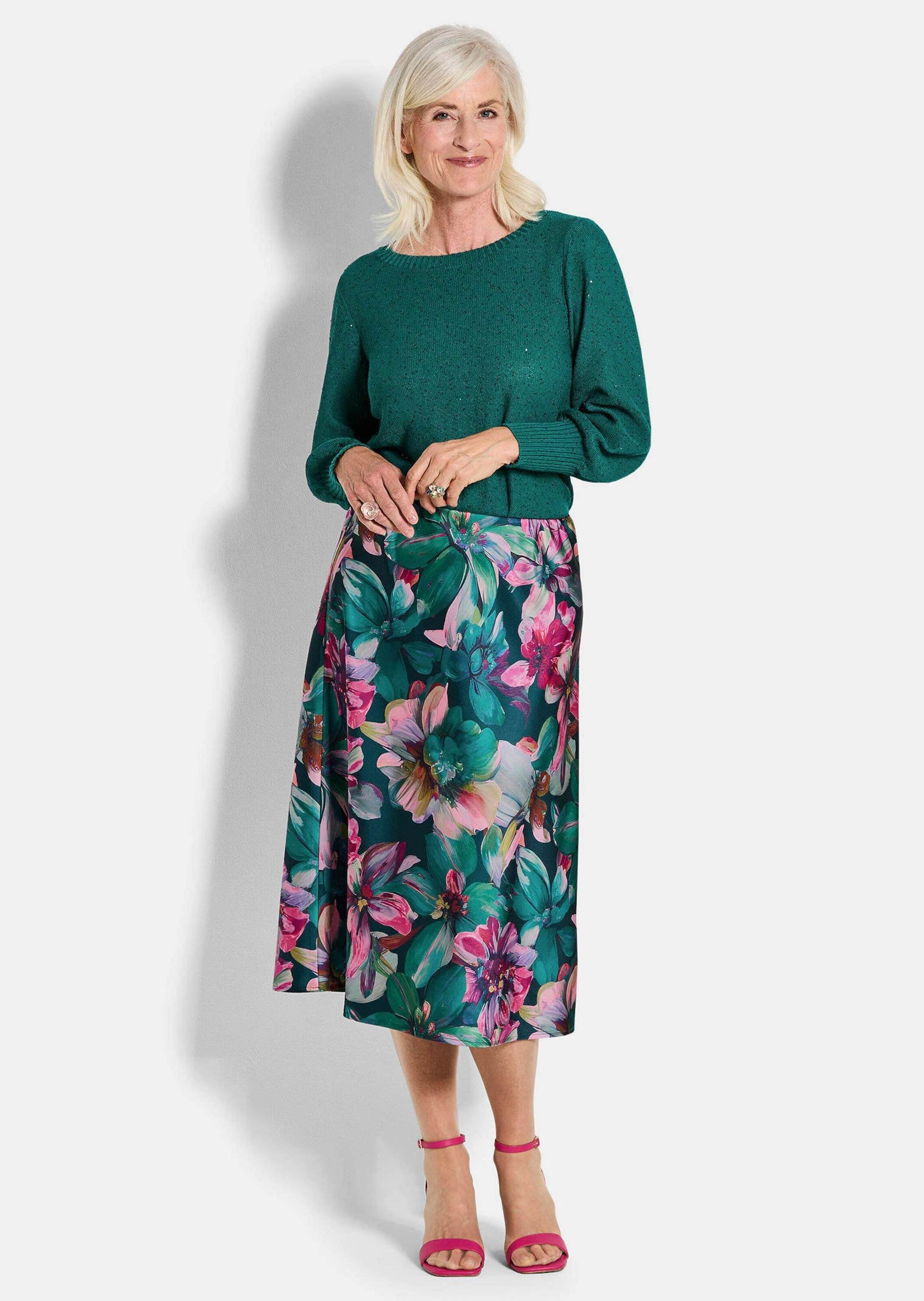 GOLDNER Schlupfrock »Kurzgröße Satinrock mit Blumenmuster«