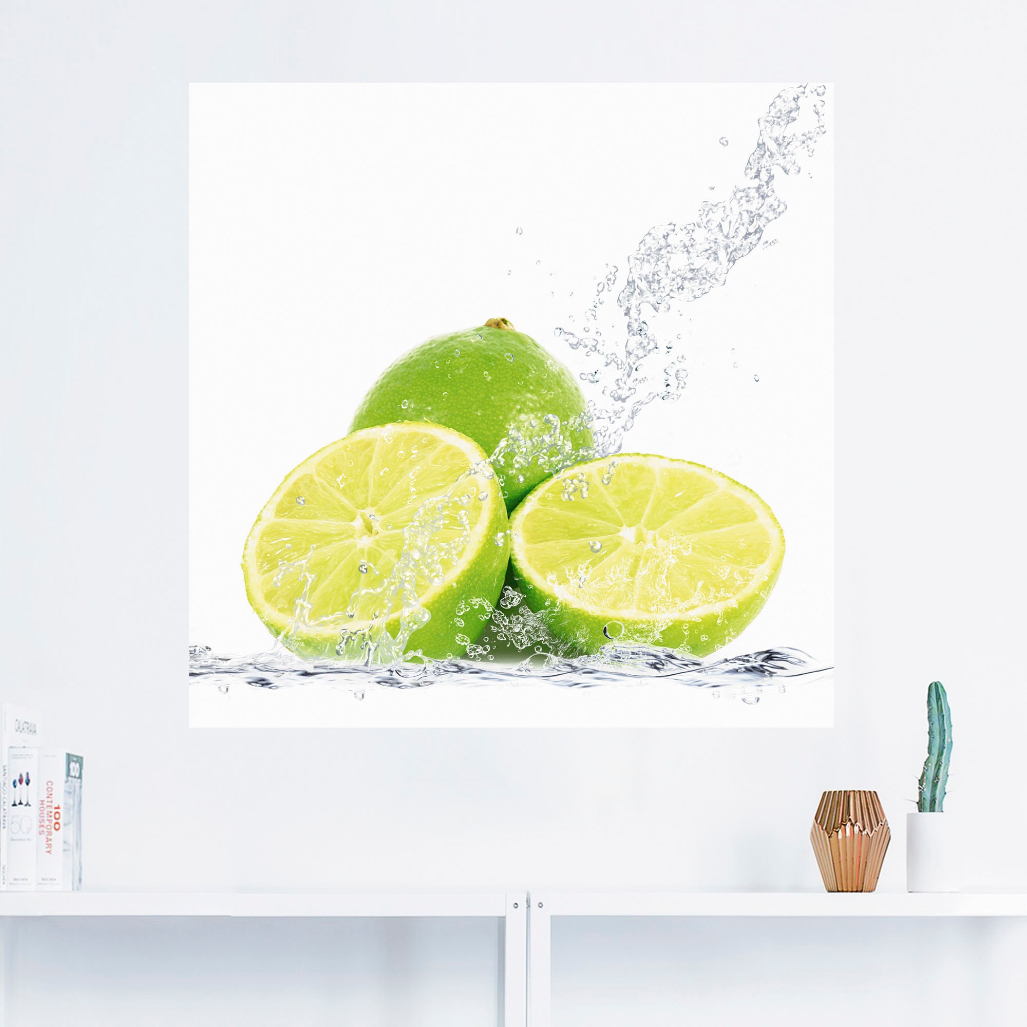 Artland Wandbild »Limette mit Spritzwasser«, Lebensmittel, (1 St.), als Leinwandbild, Poster, Wandaufkleber in verschied. Größen