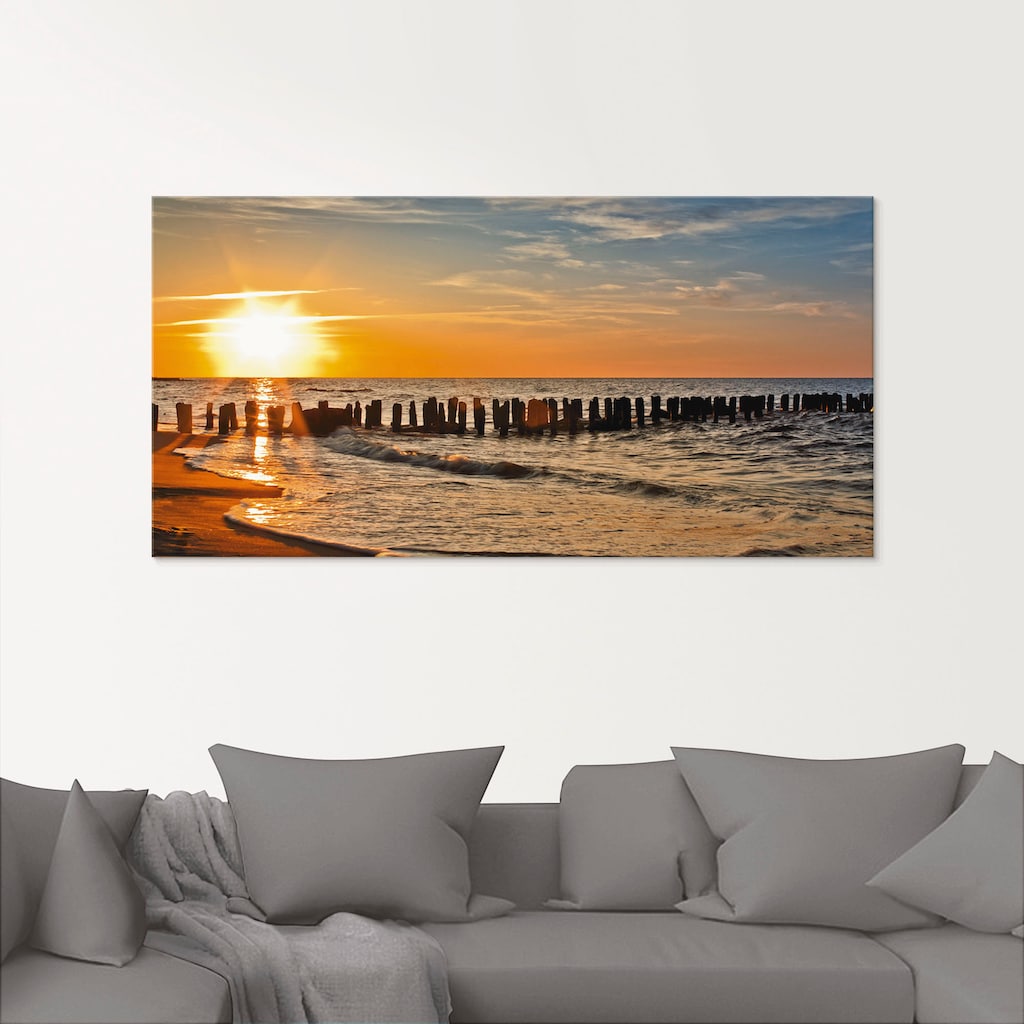 Artland Glasbild »Schöner Sonnenuntergang am Strand«, Strand, (1 St.)