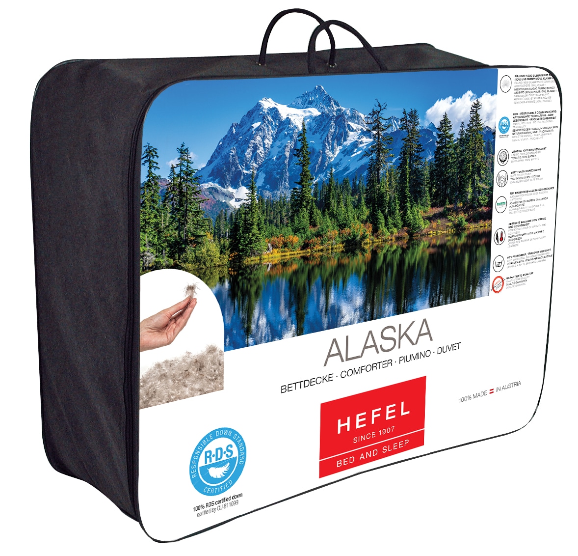 Hefel Einziehdecke »Alaska«, leicht, Füllung neue silberweiße Daunen (90%) und Federn (10%), Kl. 1, RDS, Bezug 100% Baumwoll-Batist mit Soft Touch Veredelung, (1 St.)
