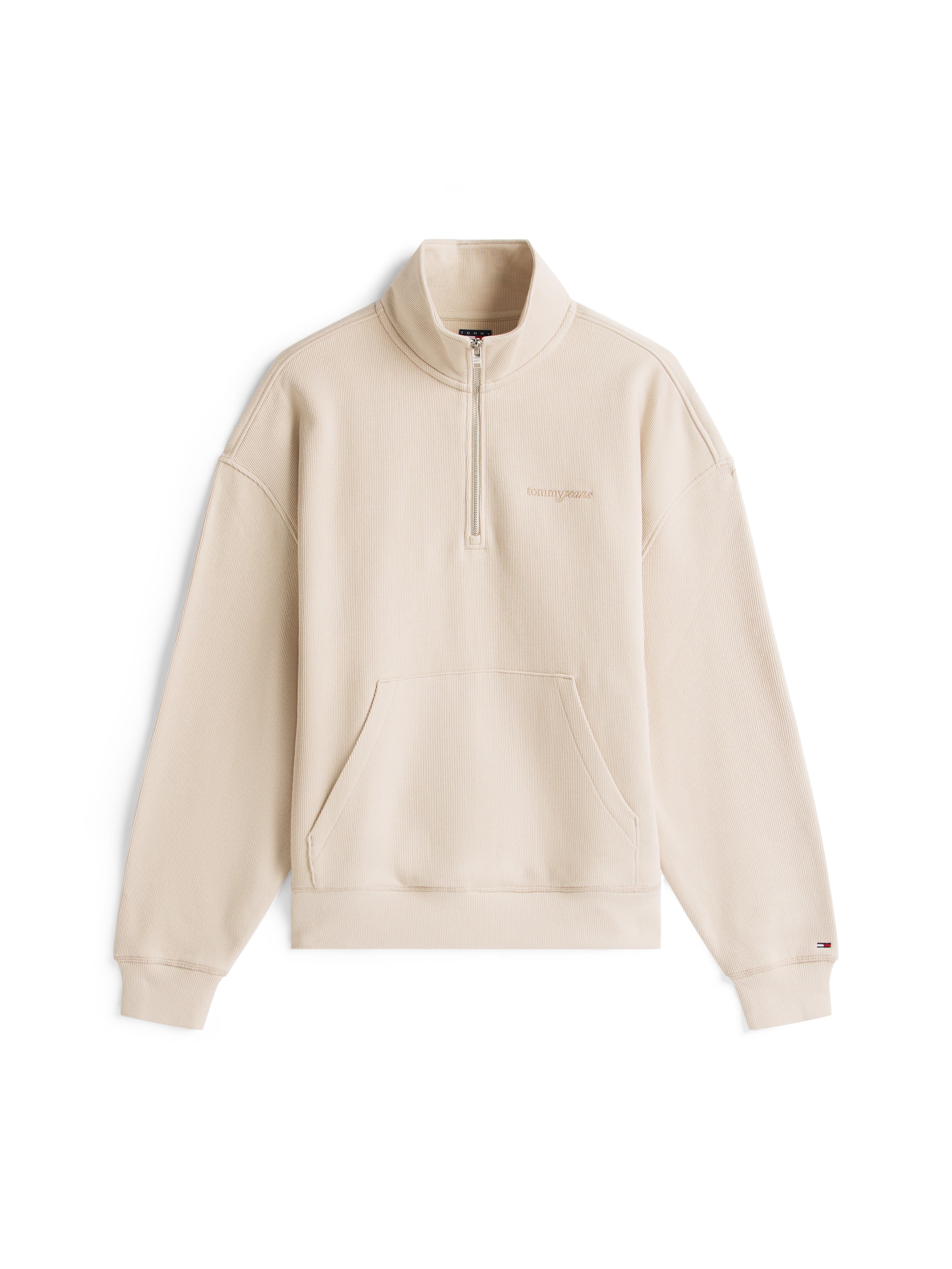 Tommy Jeans Sweatshirt »TJM 90S SCRIPT RIB FLEECE«, Troyerkragen mit Reißverschluss, normale Passform
