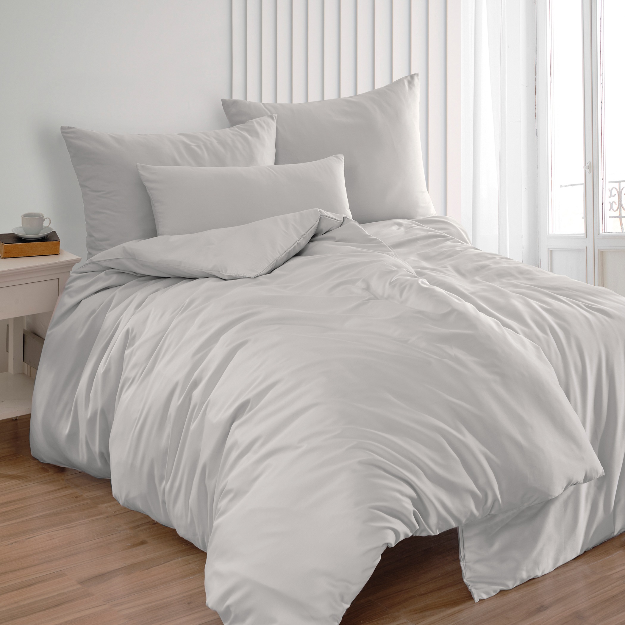 Florella Bettwäsche »Uni silber Edel-Satin,  100% Baumwolle« 2 Stk.