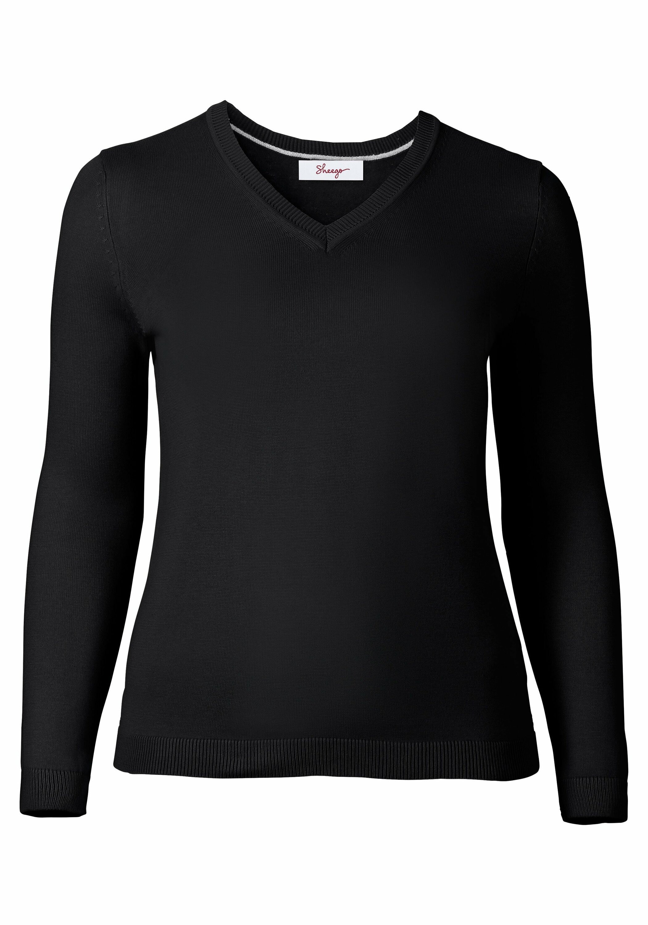 Sheego V-Ausschnitt-Pullover »Pullover aus Feinstrick«, aus Feinstrick