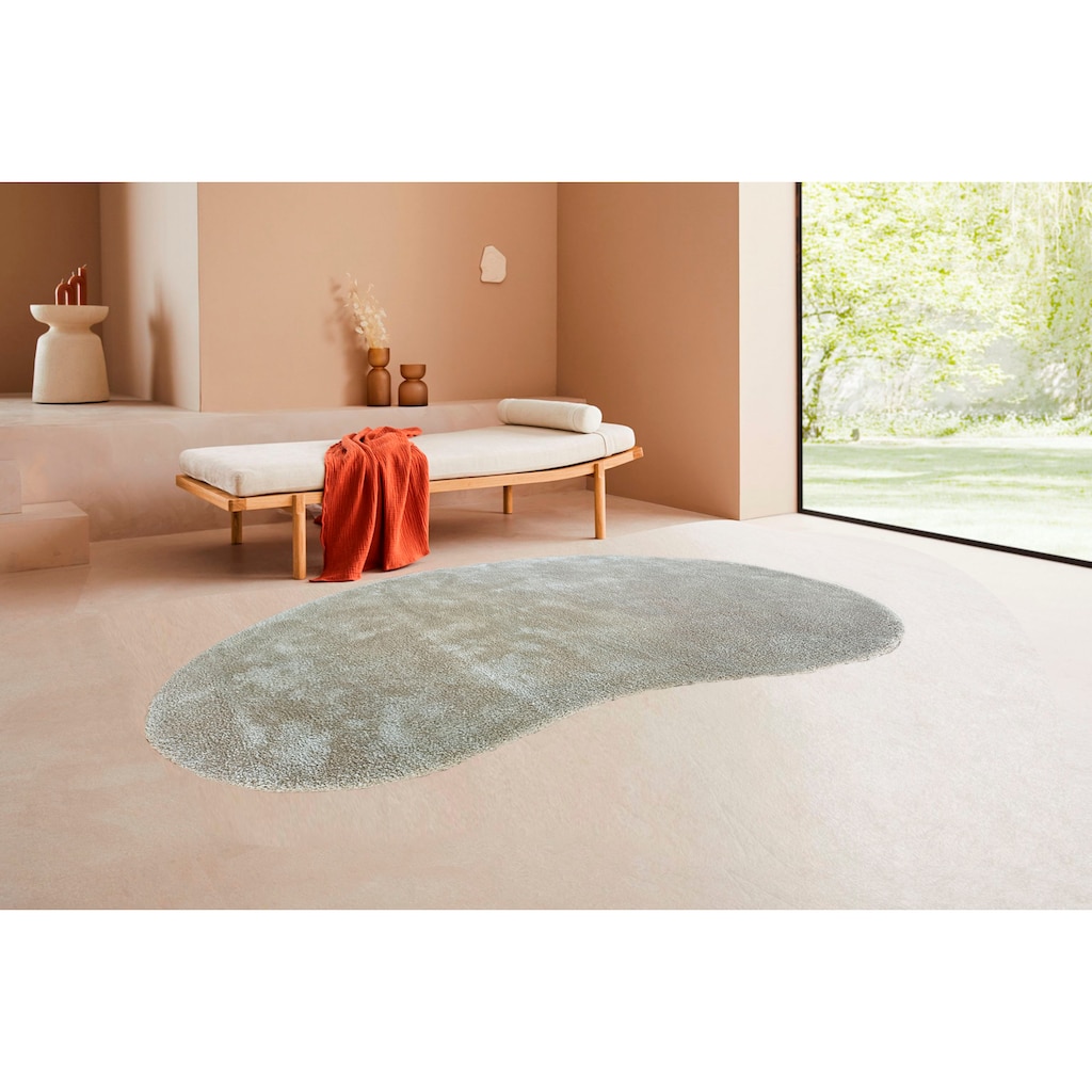 LeGer Home by Lena Gercke Hochflor-Teppich »Halrum«, rechteckig, mit besonderer Form, einfarbig, fußbodenheizungsgeeignet, kuschelig