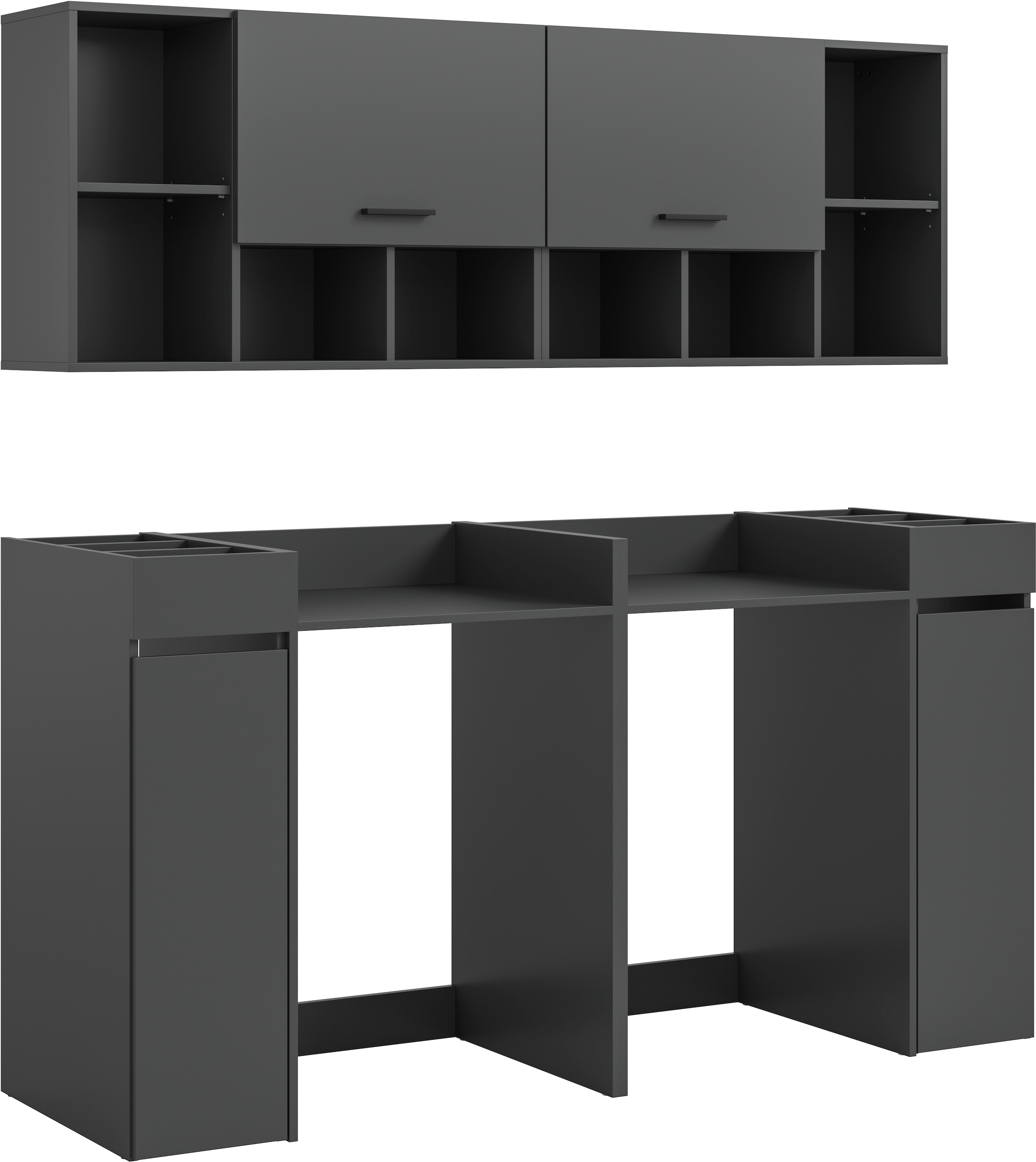 welltime Badmöbel-Set »FALAS,  6-teilig, Hauswirtschaftsraum Set, Breite 190 cm« Set, 2x Waschmaschinenumbauschrank, 2x Standregal & 2x Hängeschrank, 6 Stk. tlg.