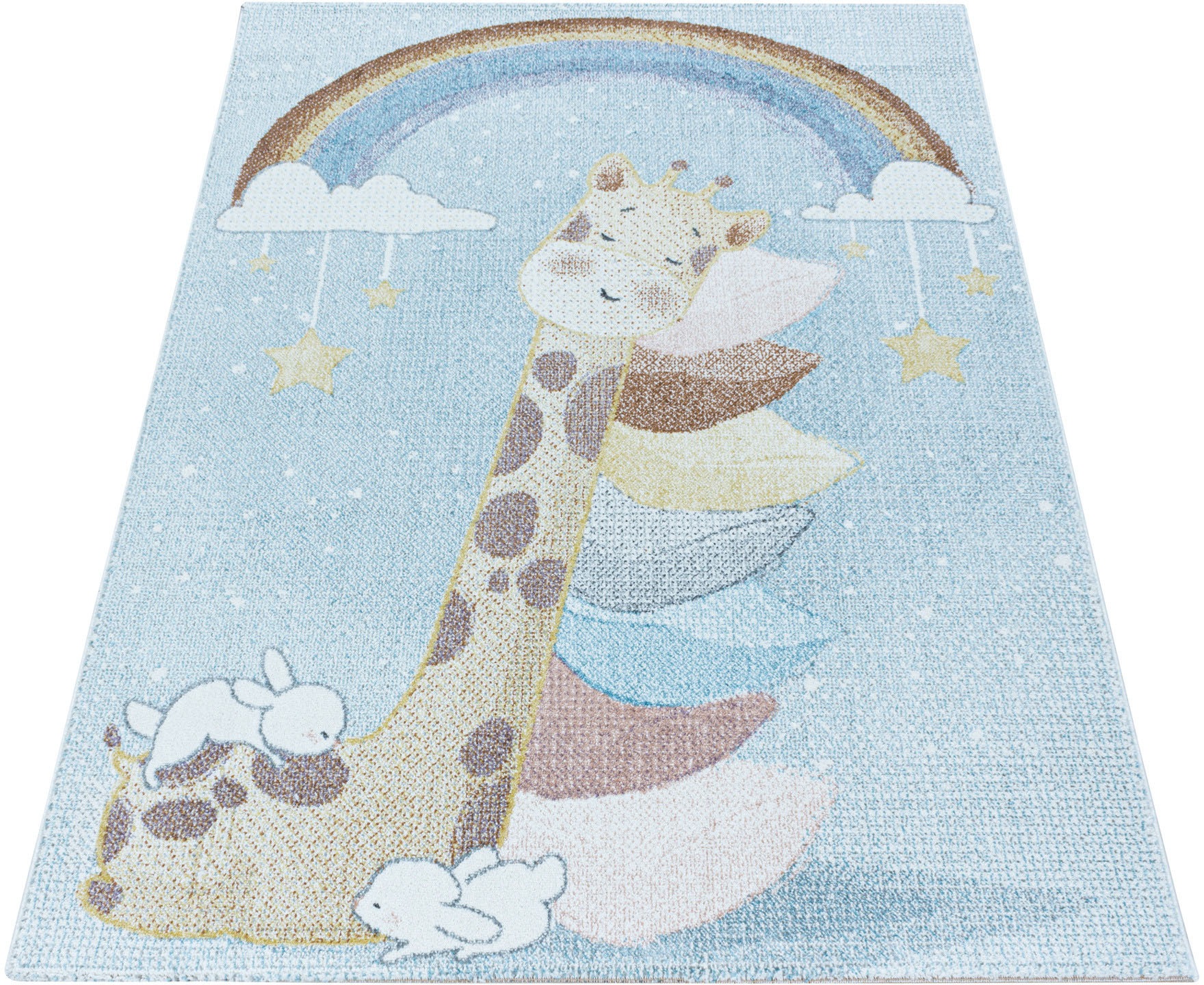 Ayyildiz Teppiche Kinderteppich »LUCKY 3612«, rechteckig, 11 mm Höhe, Kinder Giraffe Motivteppich