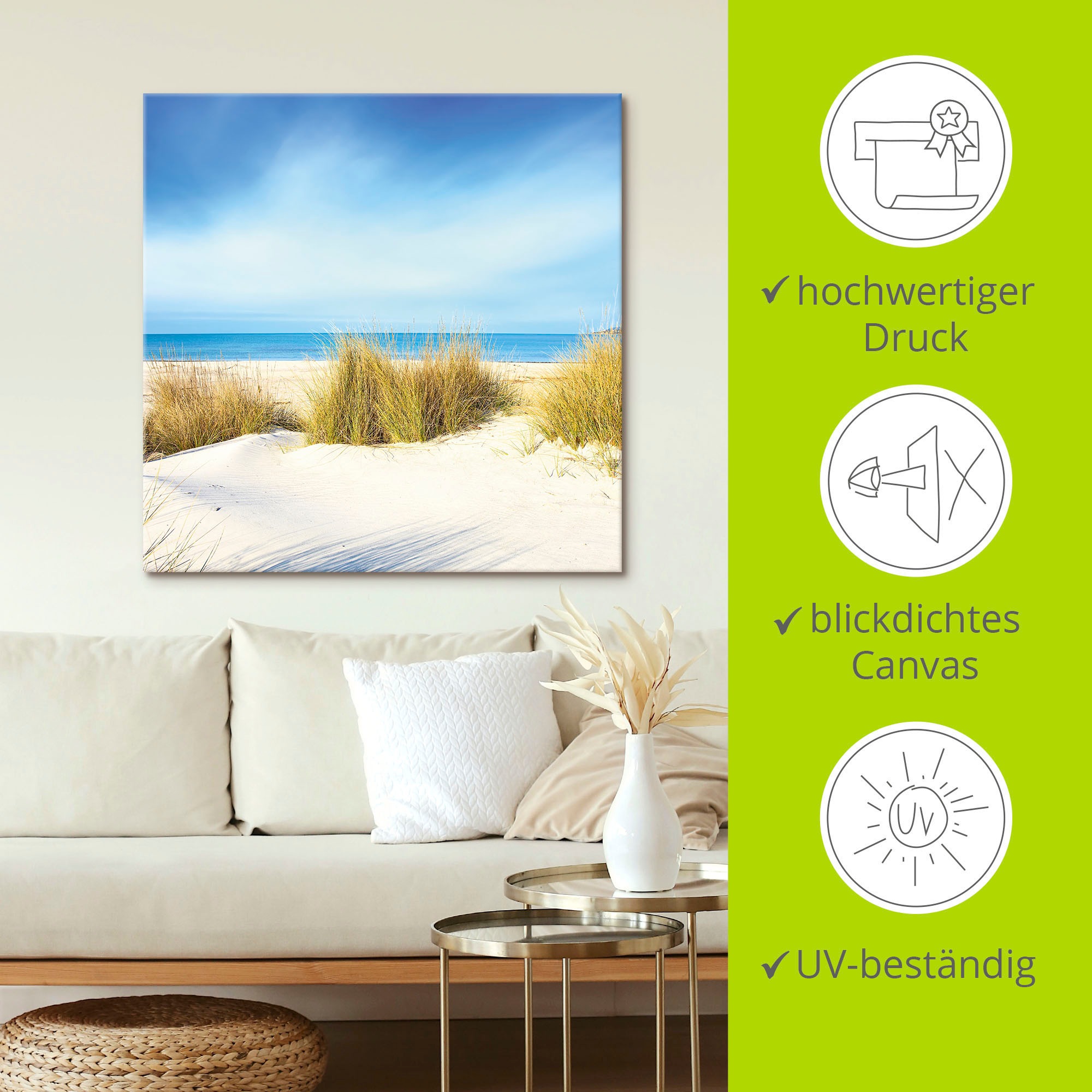 Artland Wandbild »Gras auf Sanddünen«, Strand, (1 St.), als Leinwandbild, Poster, Wandaufkleber in verschied. Größen