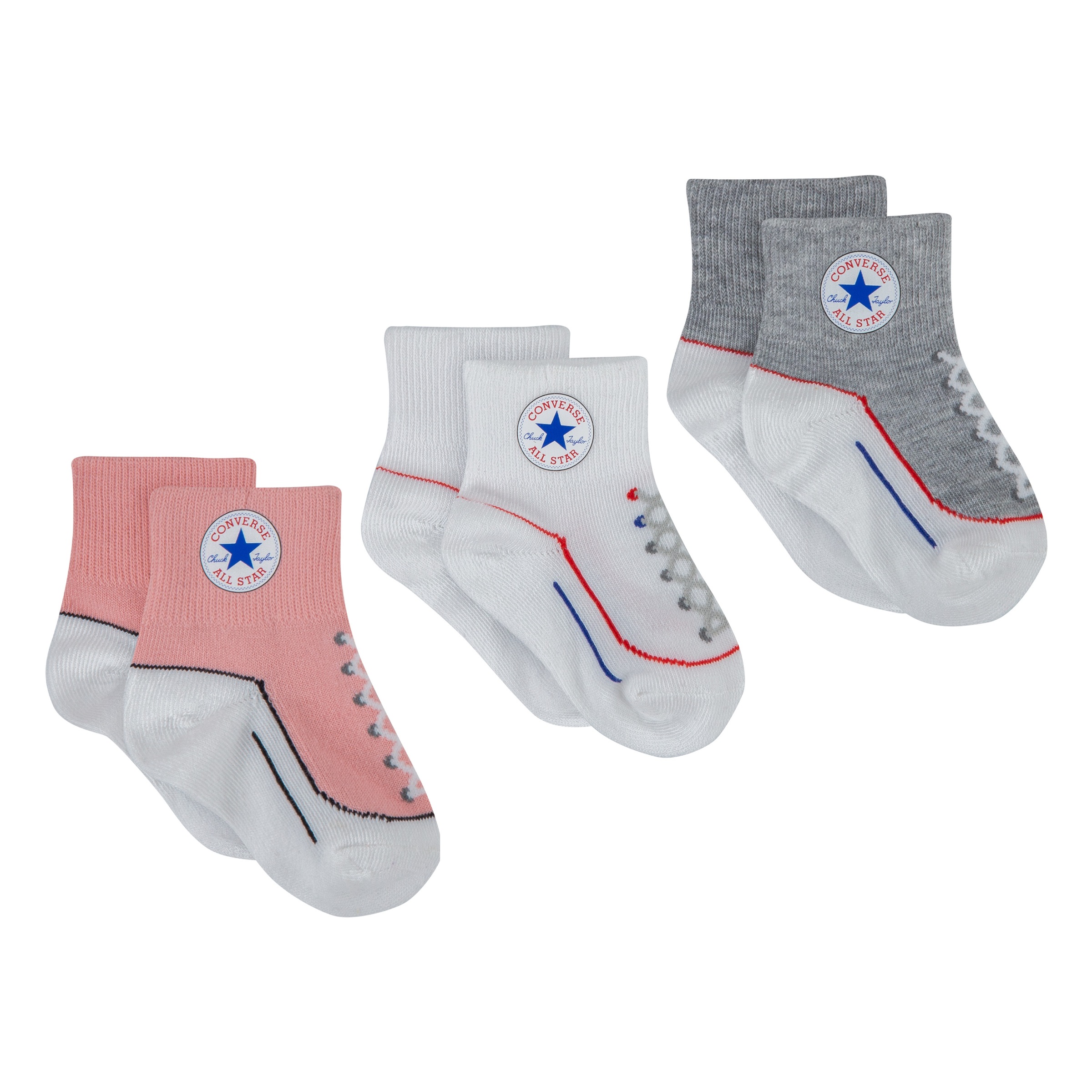 Converse Tennissocken »CHN INFANT STRIATED QTR 3PK« 3 Paar tlg. für Babys, dreiteiliges Set, sportlicher Stil