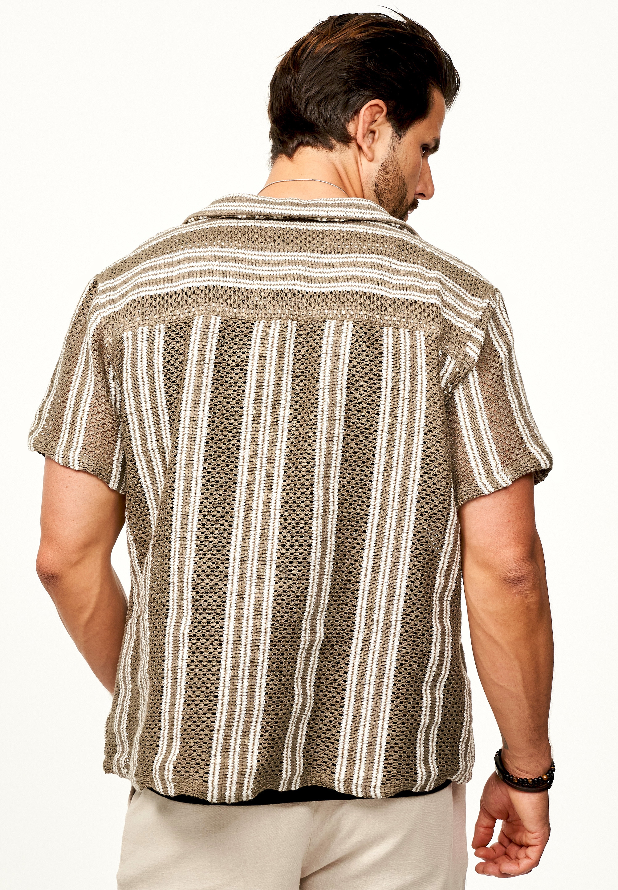 SOULSTAR Kurzarmhemd »Freizeithemd als Kurzam Strick Hemd im Retro-Look - Strick Polo-Hemd Overshirt im Regular-Fit für Herren« Overshirt im Regular-Fit Freizeithemd T-Shirt