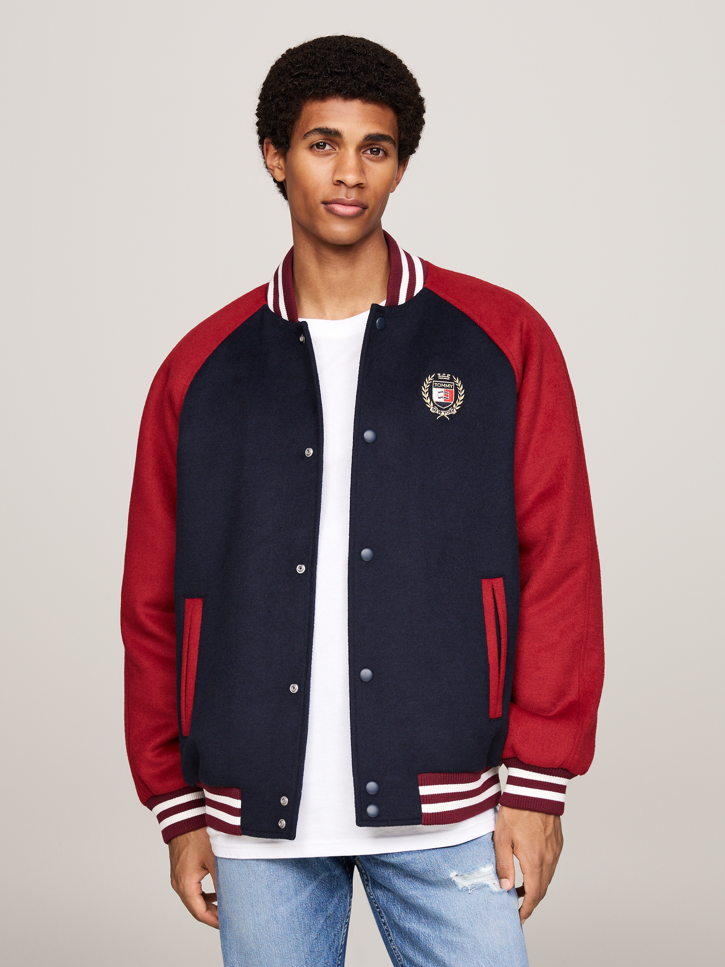 Bomberjacke »TJM WOOL BLEND CREST BOMBER«, Color Block-Design, Tommy...