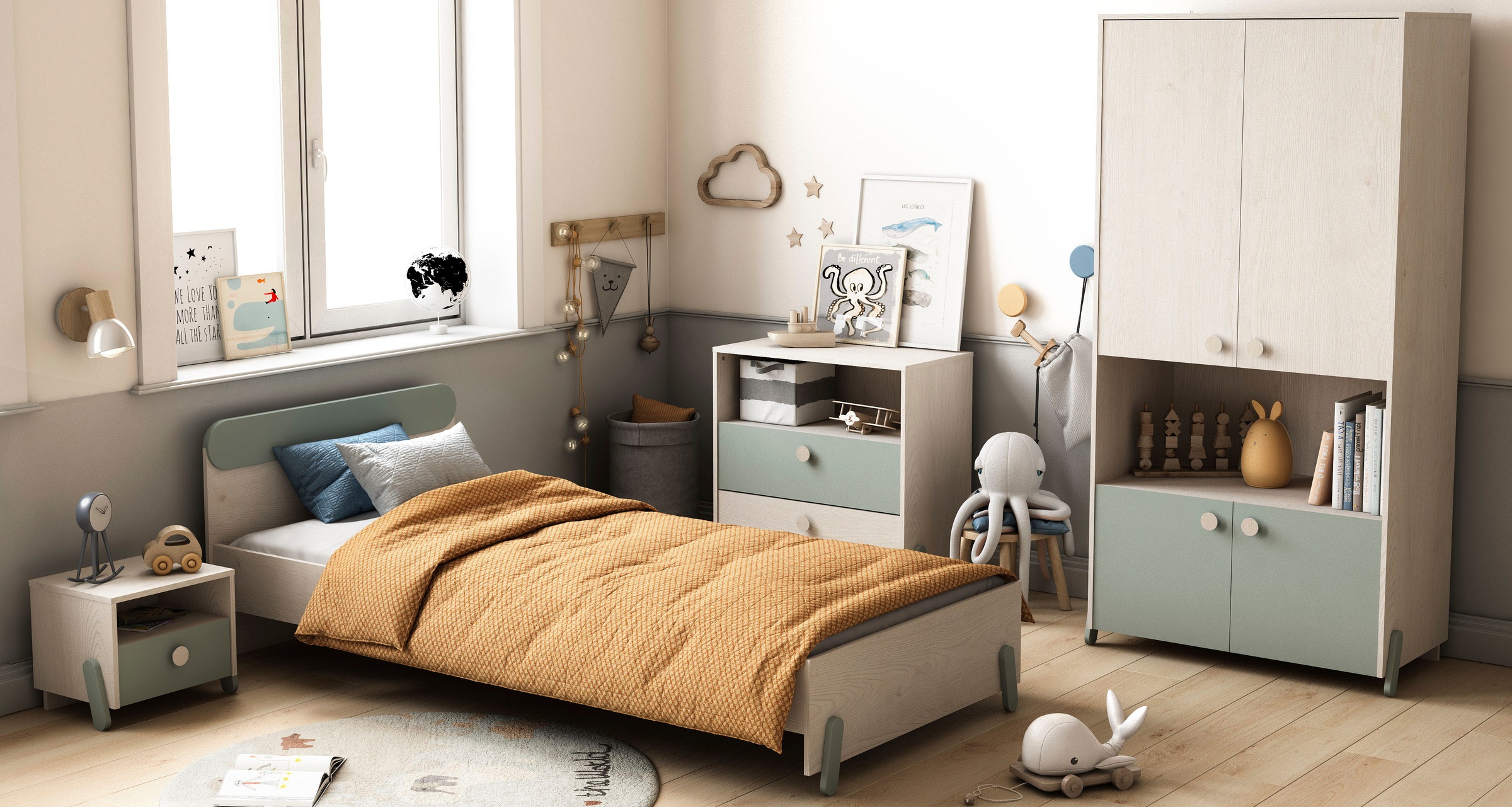 Demeyere GROUP Kleiderschrank »Ilian«, (Packung), modernes Design fürs Kinderzimmer, Kinderkleiderschrank