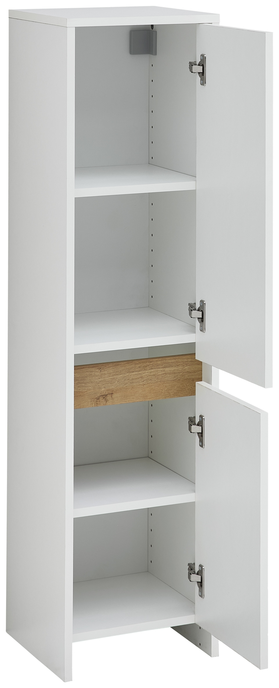 Saphir Badmöbel-Set »Quickset 100, Waschbeckenunterschrank mit Spiegelschrank«, (5 St.), Badezimmer-Set mit Unterschrank, Hängeschrank und Midischrank in Weiß
