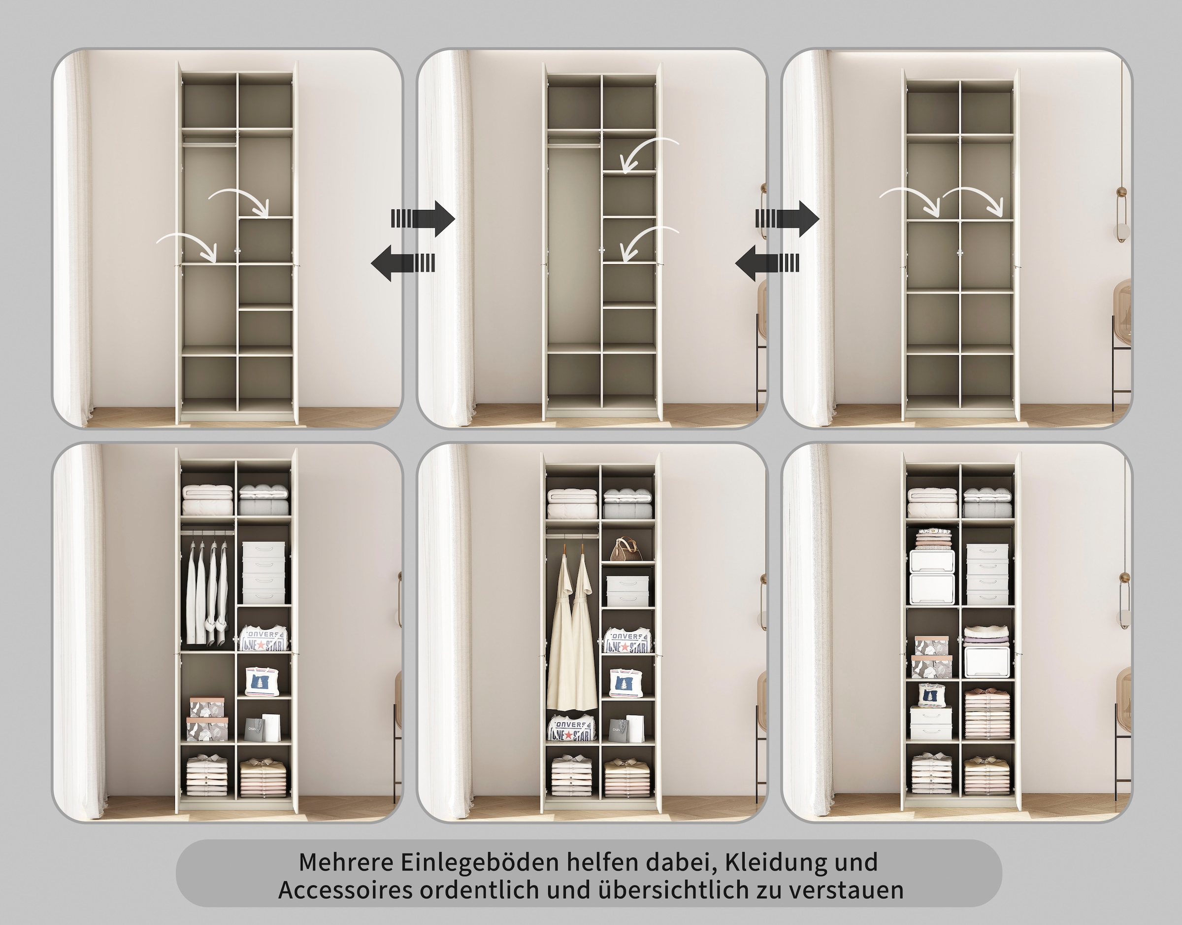 OTTO home Kleiderschrank »Jorella Schlafzimmerschrank Garderobe« eleganter Schlafzimmerschrank Rillendesign Trend Breite 82cm